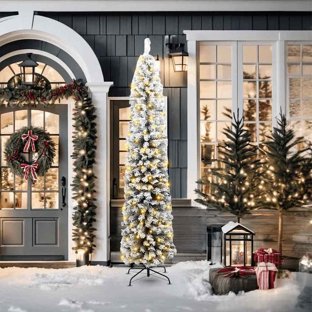Artificial Christmas Tree with LED Light Green and white 210 cm