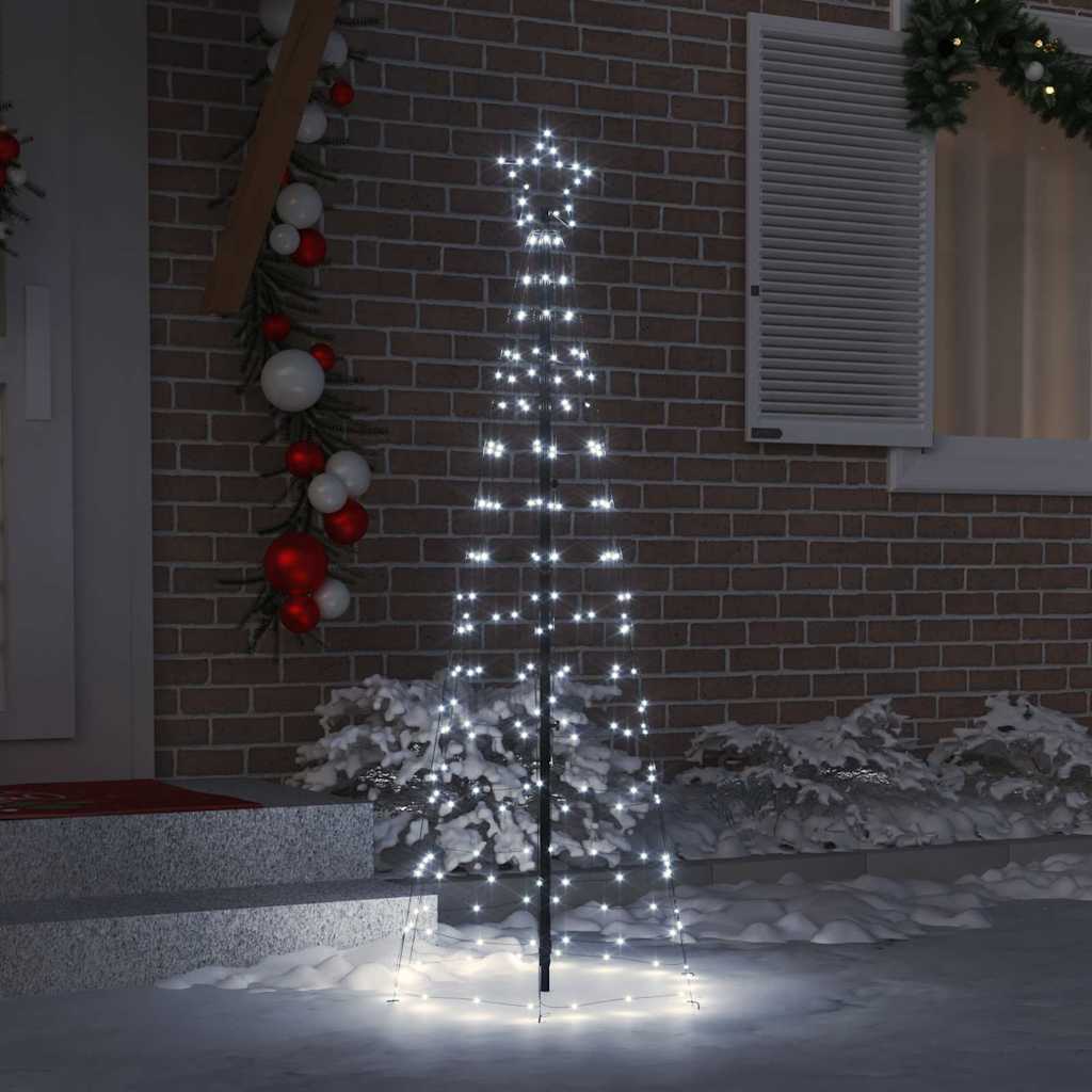 LED Christmas Tree with Ground Spikes Cool White 250 cm Iron