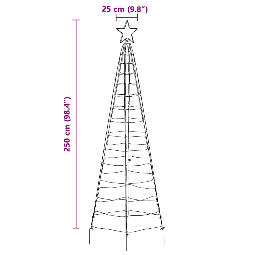 LED Christmas Tree with Ground Spikes Blue 250 cm Iron