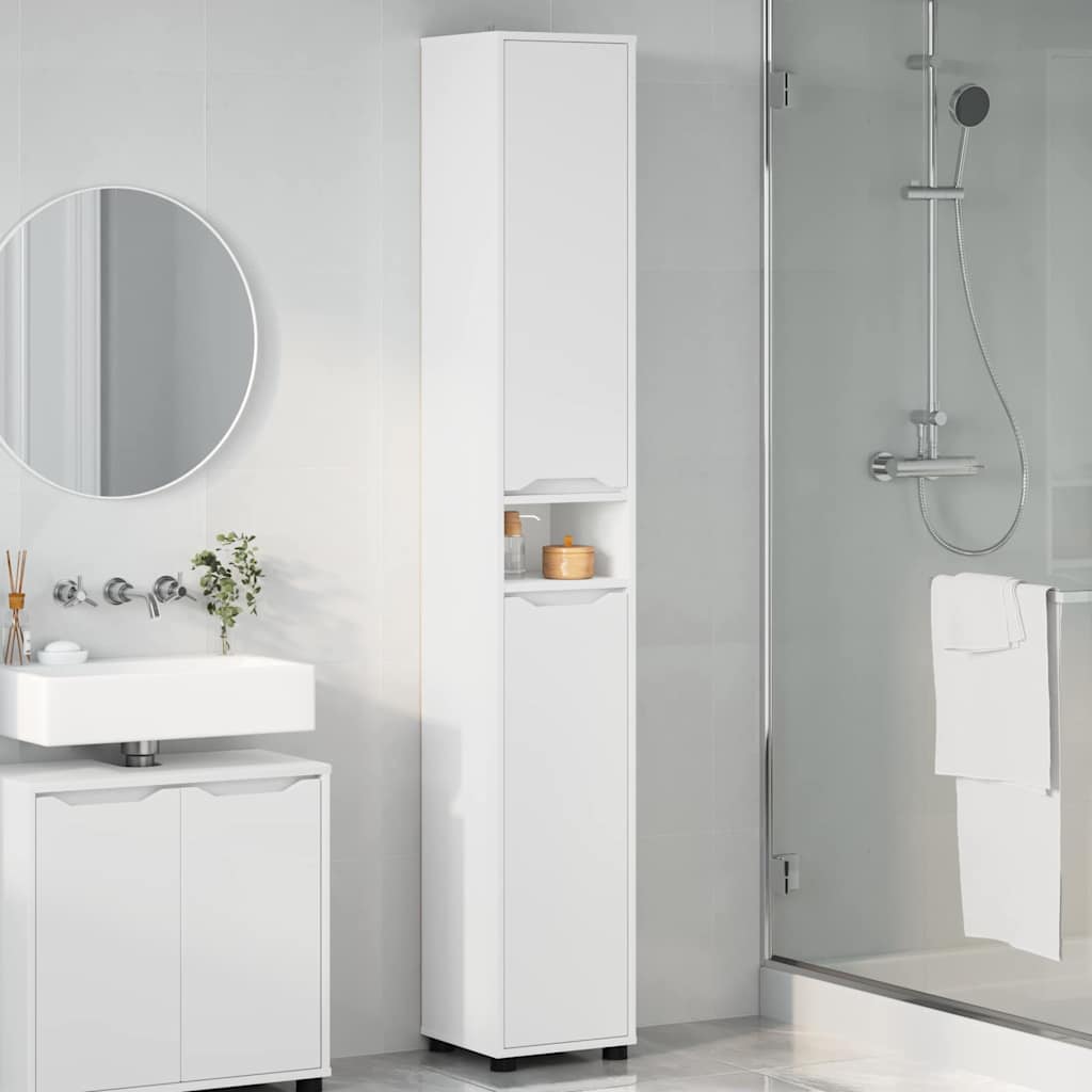 Bathroom Cabinet White 30.5 x 30 x 195 cm Engineered Wood