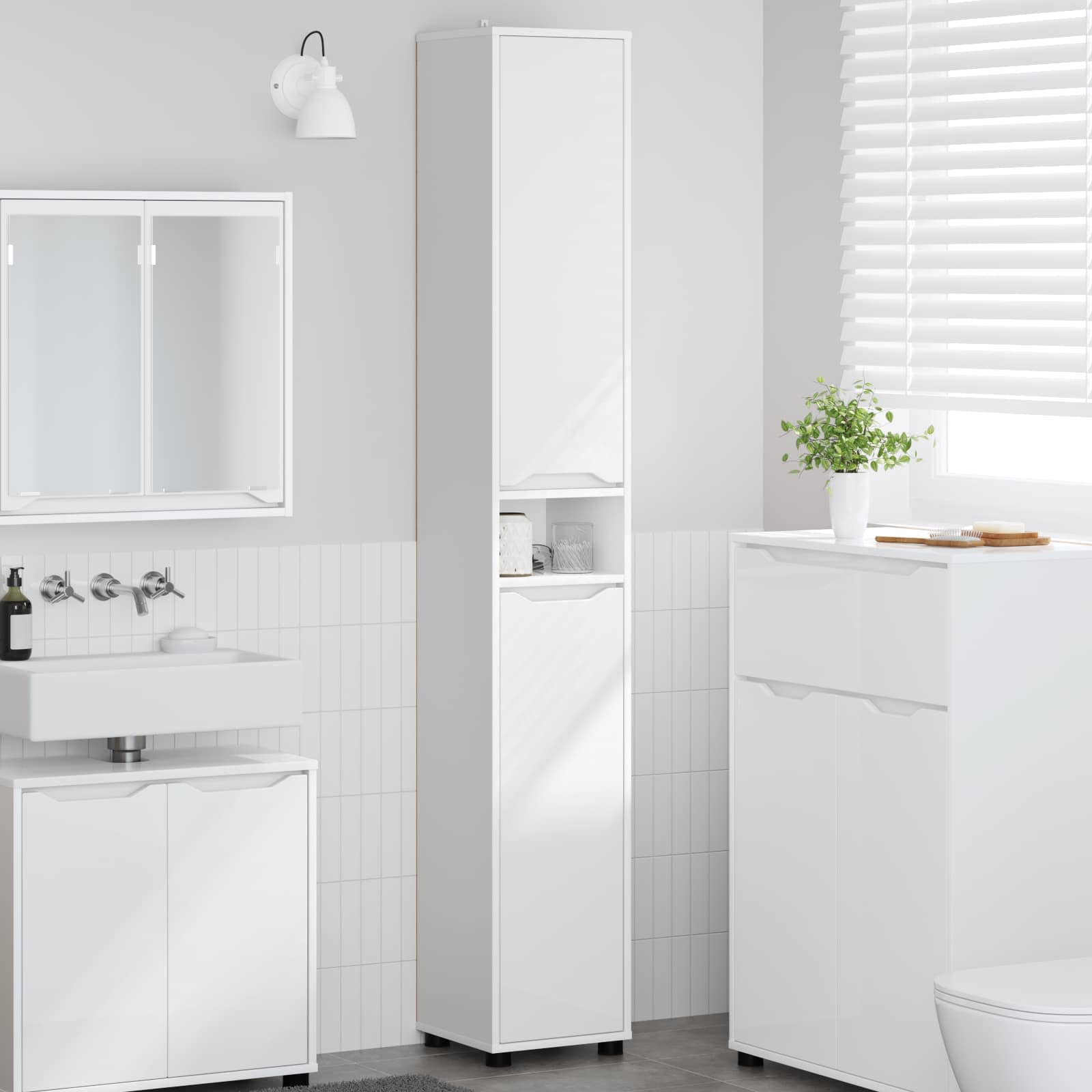 Bathroom Cabinet White 30.5 x 30 x 195 cm Engineered Wood