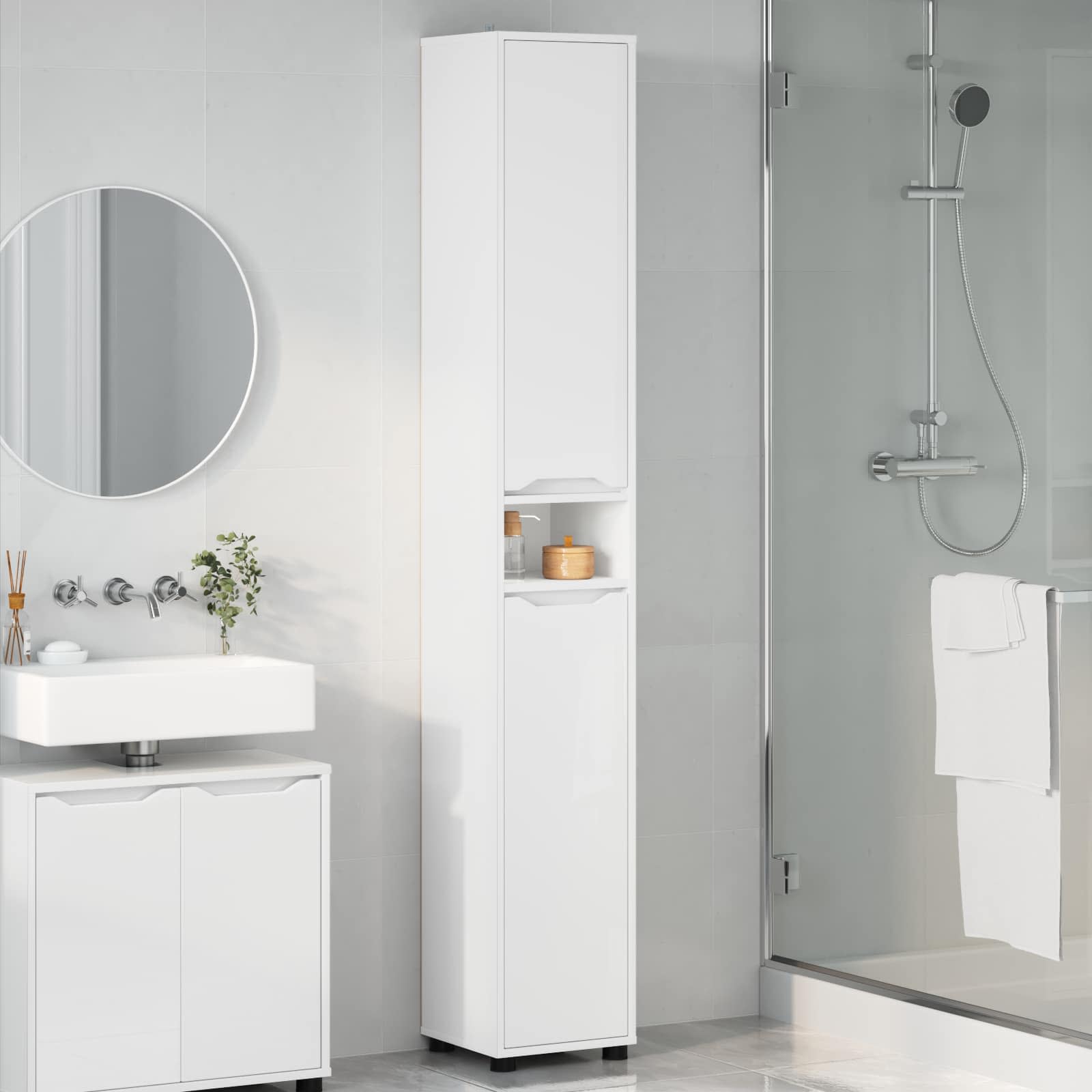 Bathroom Cabinet White 30.5 x 30 x 195 cm Engineered Wood