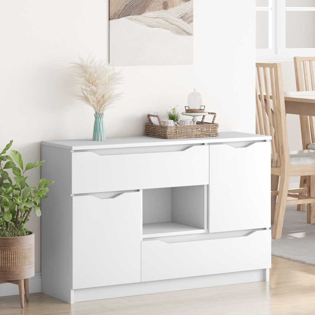 Sideboard with Drawer White 100 by 30 by 65.6 Engineered Wood