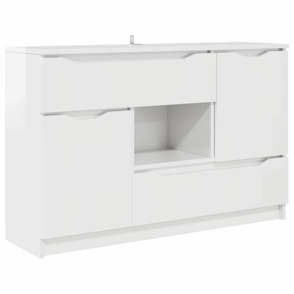 Sideboard High Gloss White 100 by 30 by 65.6 Engineered Wood