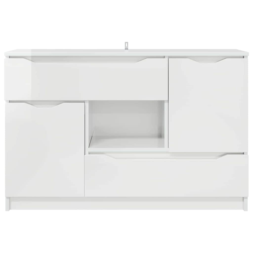Sideboard High Gloss White 100 by 30 by 65.6 Engineered Wood