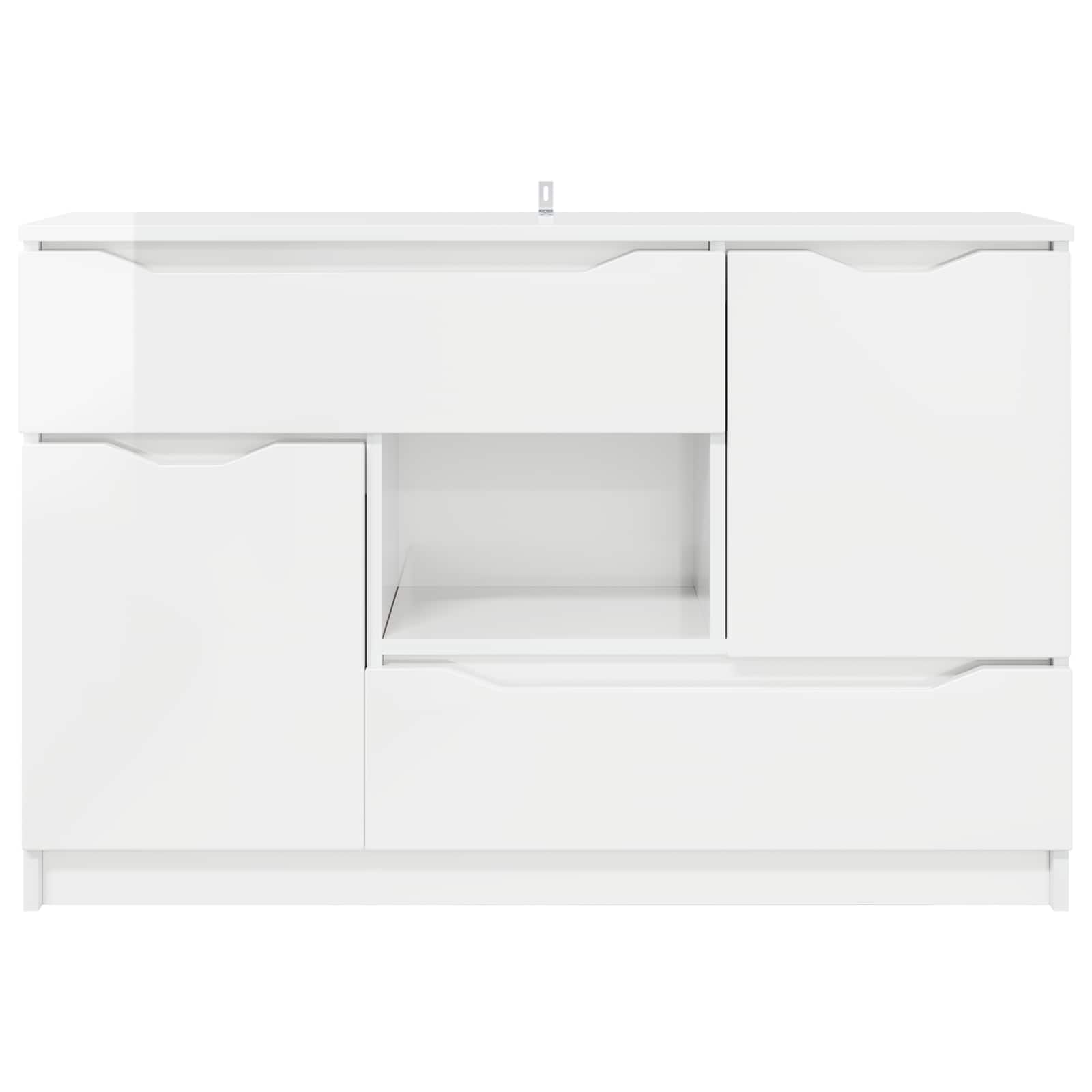 Sideboard High Gloss White 100 by 30 by 65.6 Engineered Wood