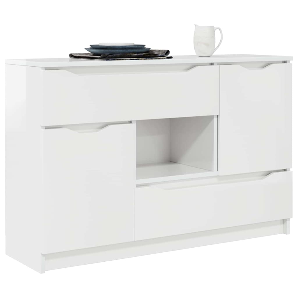 Sideboard High Gloss White 100 by 30 by 65.6 Engineered Wood
