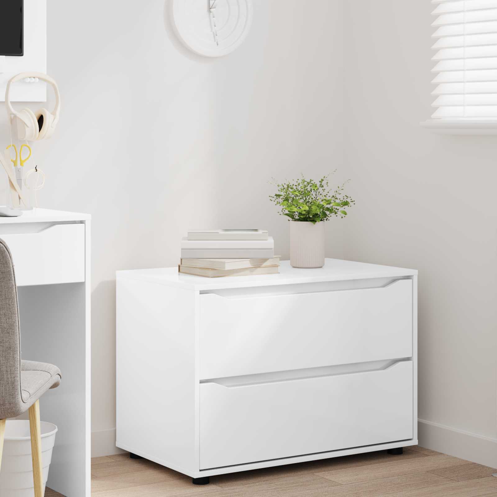 Storage Cabinet High Gloss White 80 x 48 x 57 cm
