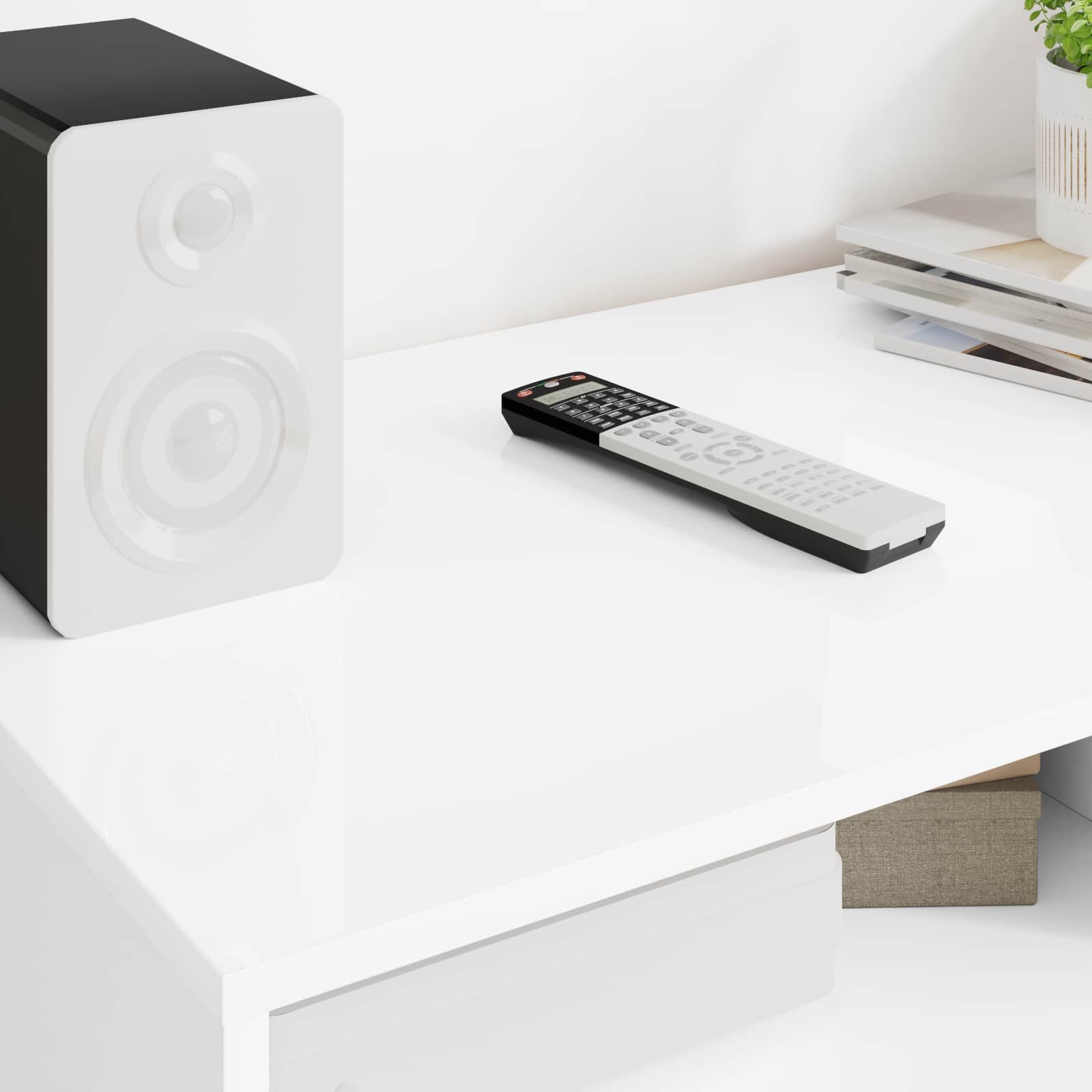 TV Cabinet 100 x 48 x 43 cm High Gloss White Engineered Wood