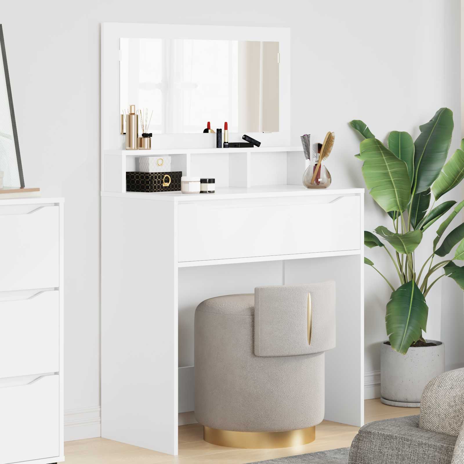 Bedroom Dressing Tables with Drawer White 80 x 39.6 x 135 cm