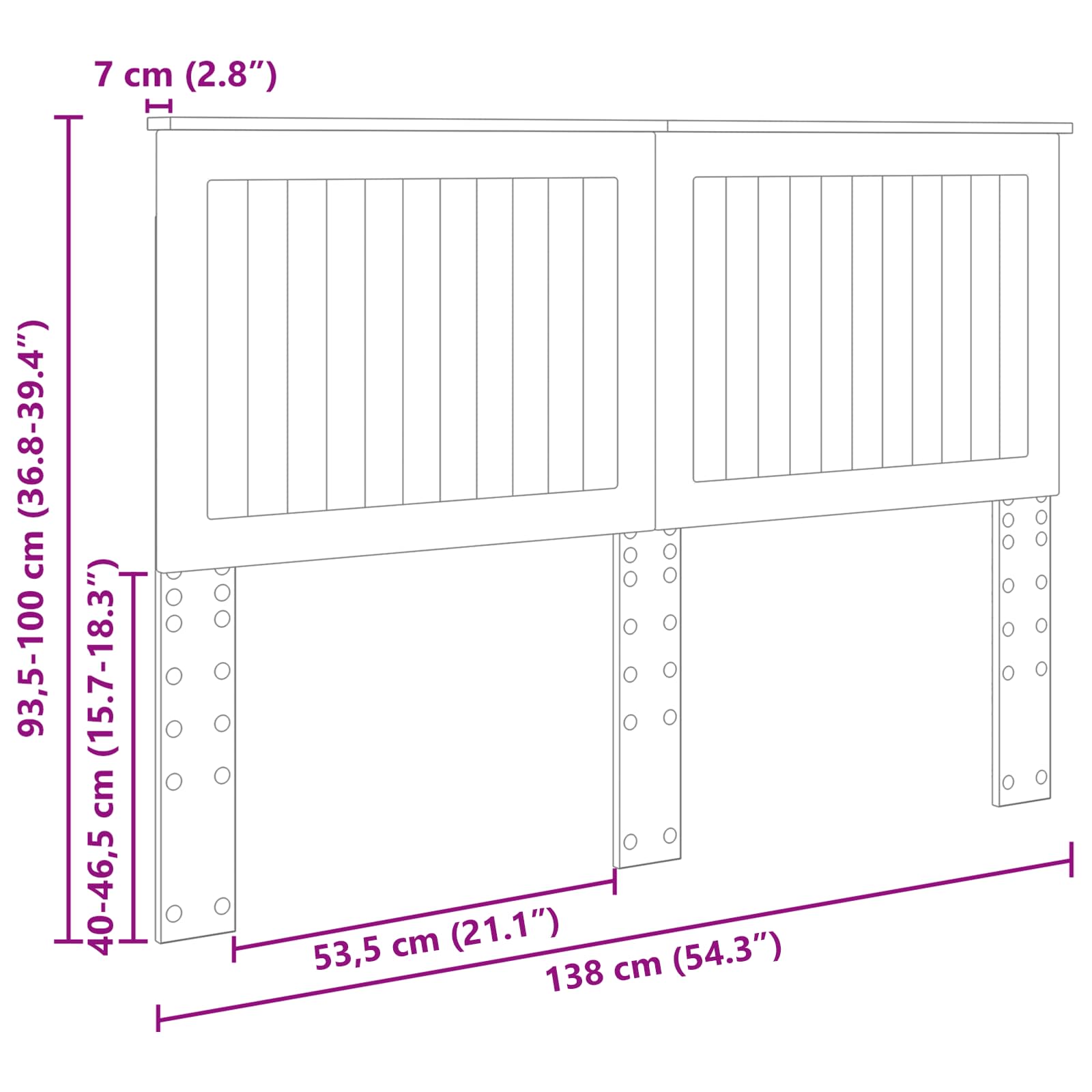 Headboard with Headboard White 135 cm Engineered wood