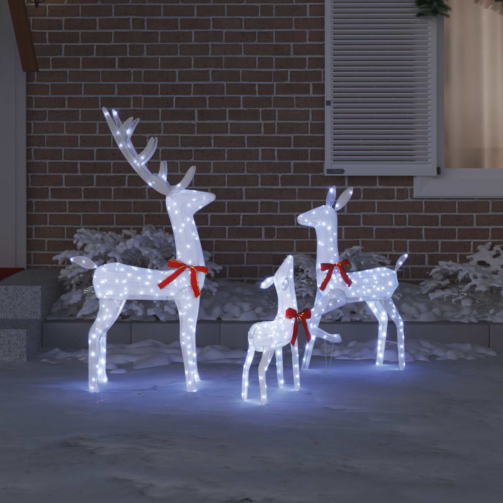 Reindeer Family 3 pcs Cold white 68 x 26 x 127 cm Fabric