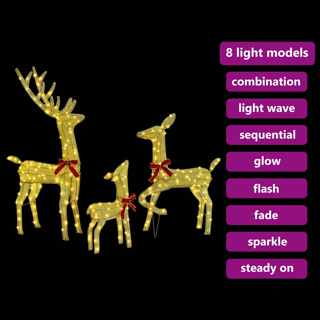 Reindeer Family 3 pcs Warm white 68 x 26 x 127 cm Fabric