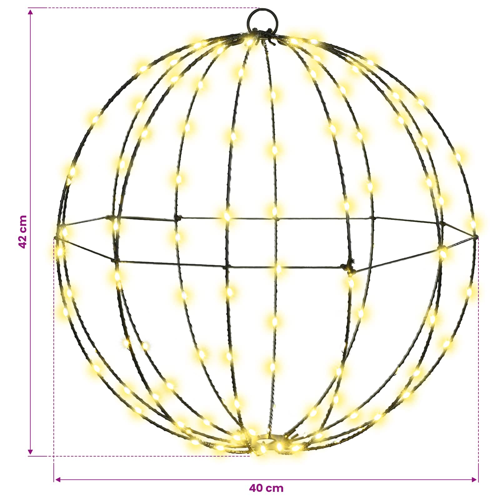 Ball 2 pcs Warm white 40 x 40 x 42 cm Metal 192 LEDs
