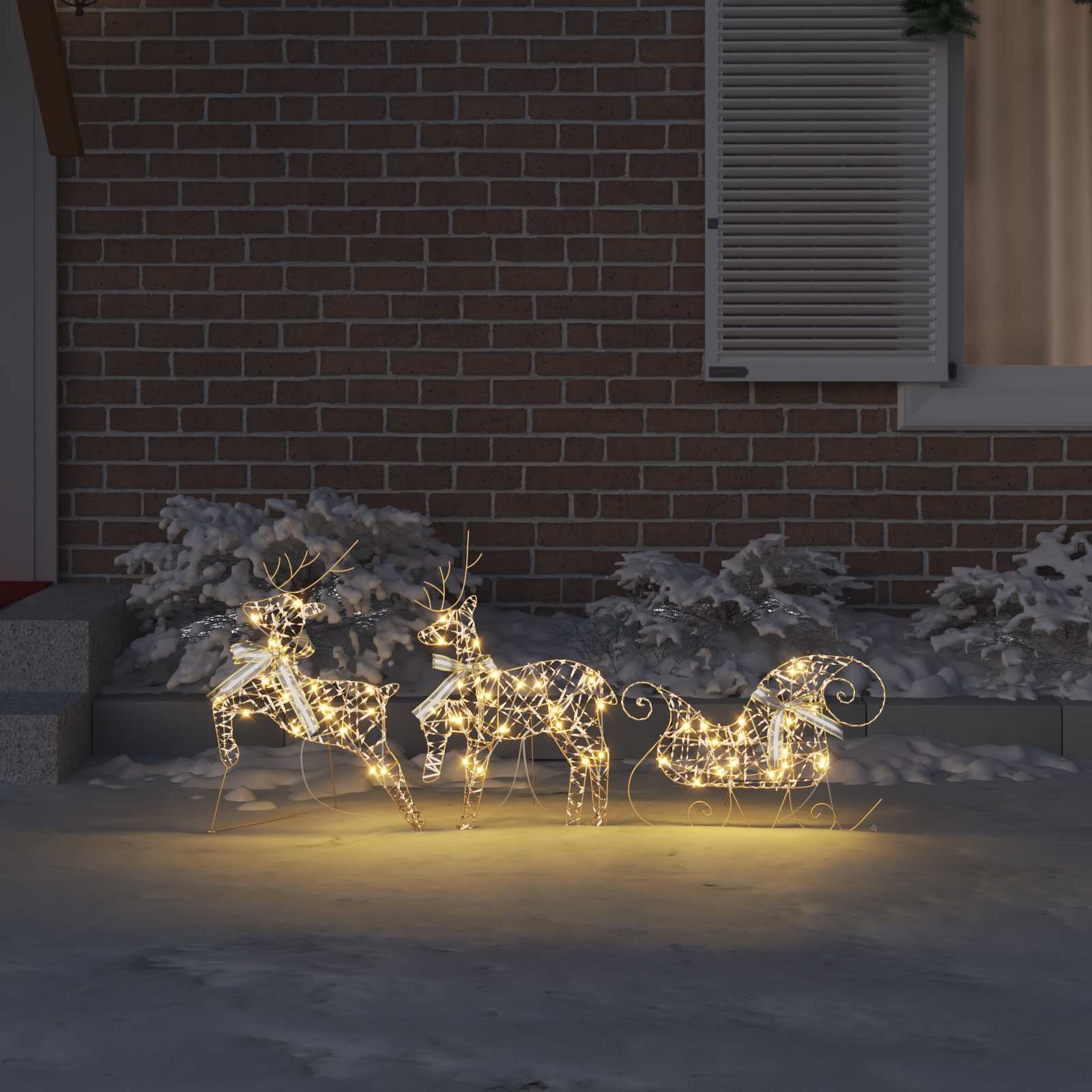 LED Reindeers 3 pcs 60 LEDs Warm White 44.5 x 18 x 66 cm PET