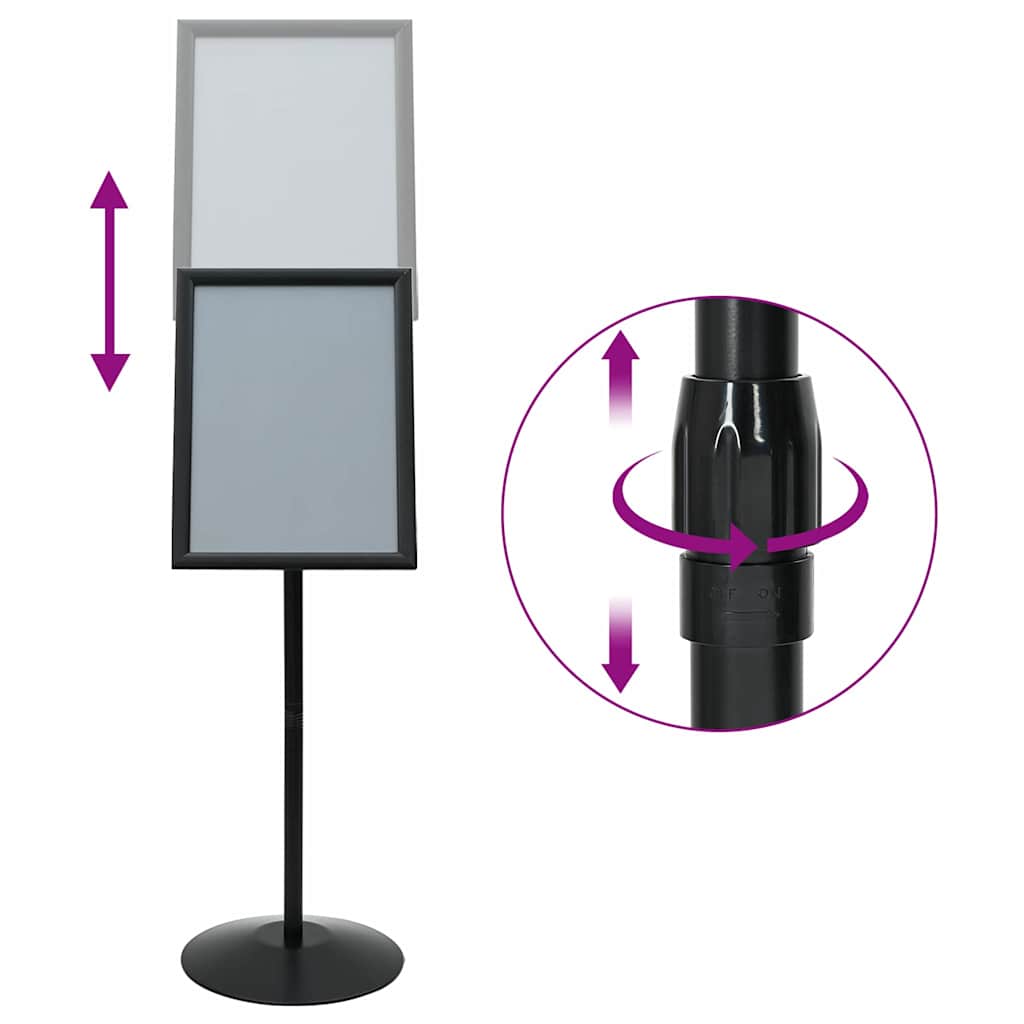 Pedestal Poster Stand A3 PVC and Steel Black