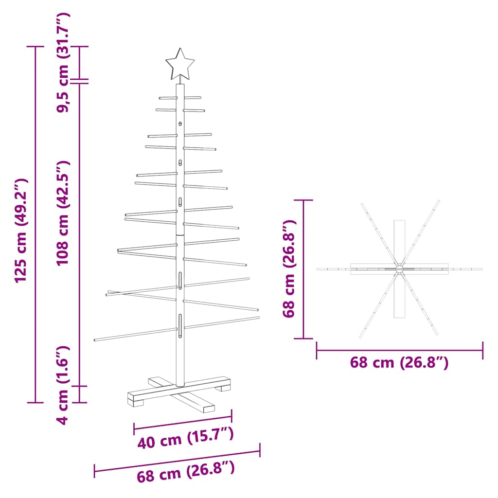 Wooden Christmas Tree KOTKA 125 cm Bamboo and solid pine wood