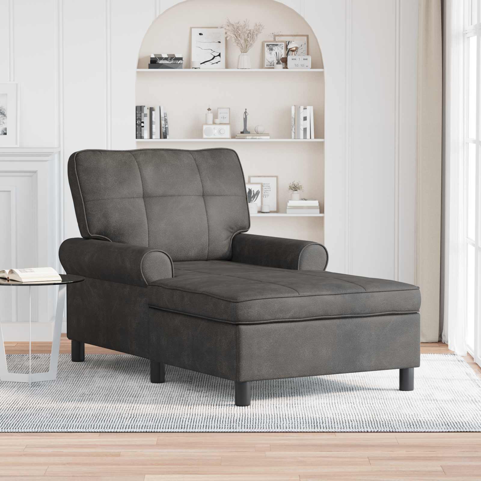 Lounge Chair with Cushion Black 91 x 157 x 91 cm Faux Leather