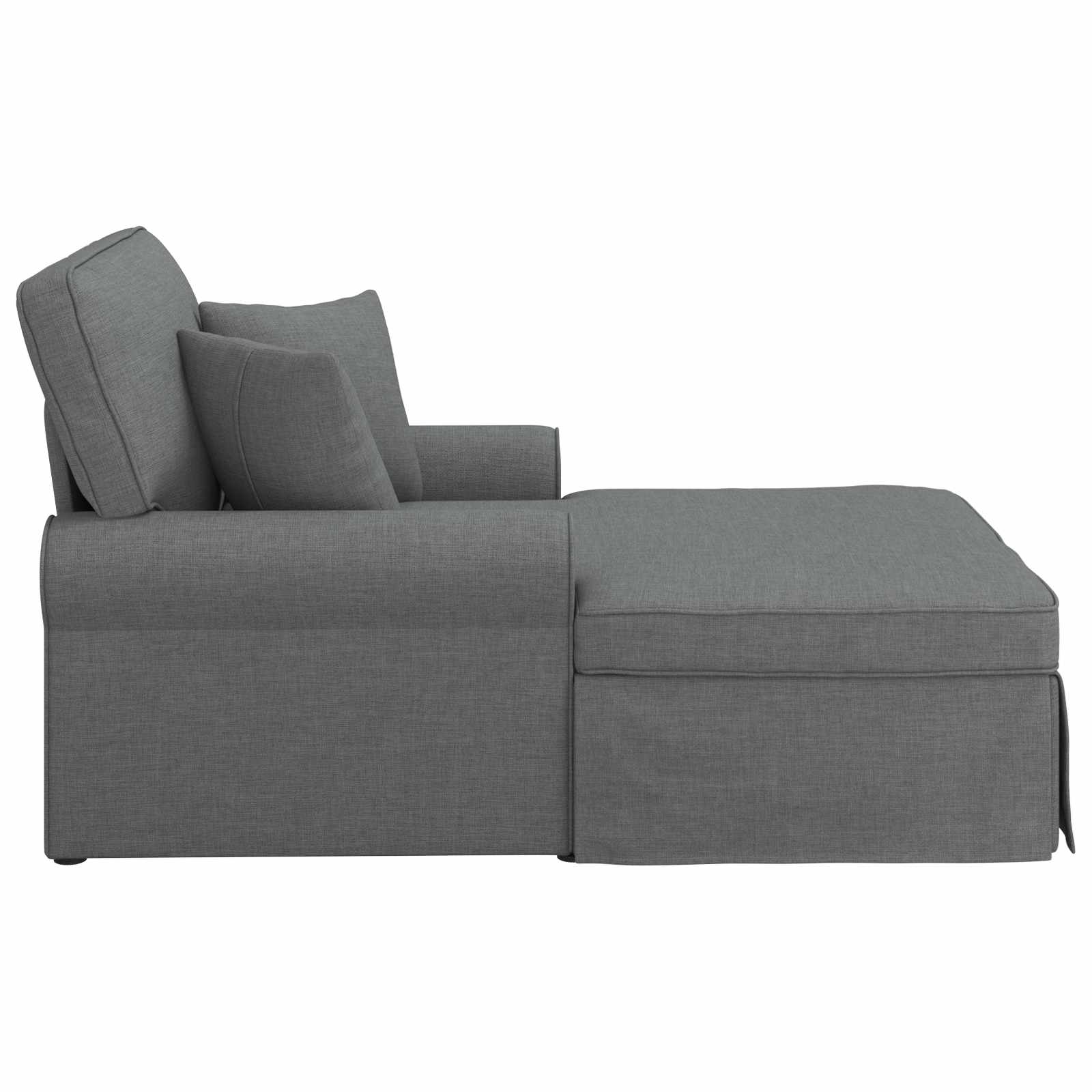 Chaise Lounge with Skirt with Cushion 3 pcs Dark Grey Fabric