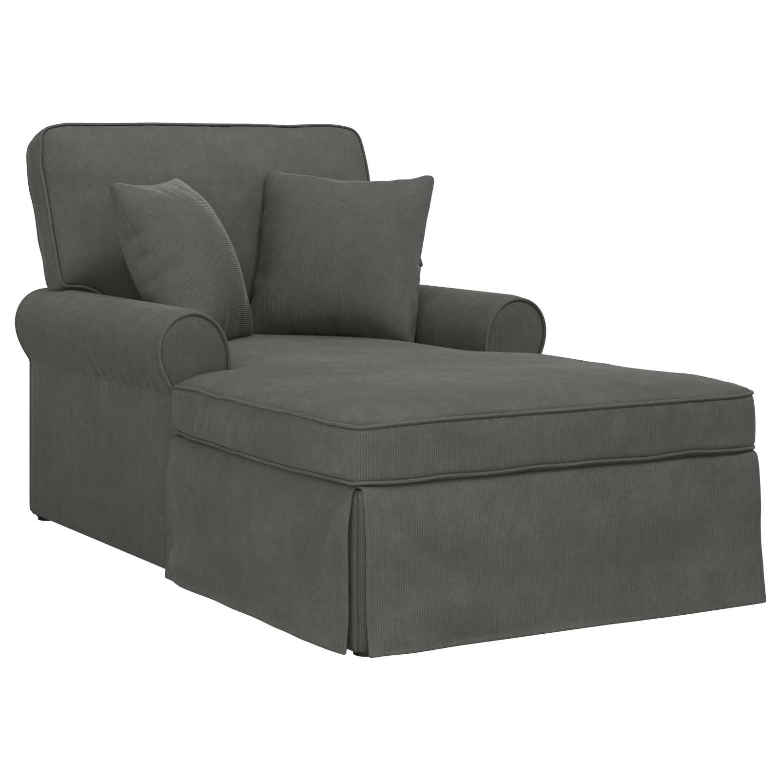 Chaise Lounge with Skirt 3 pcs Dark Grey Corduroy Fabric