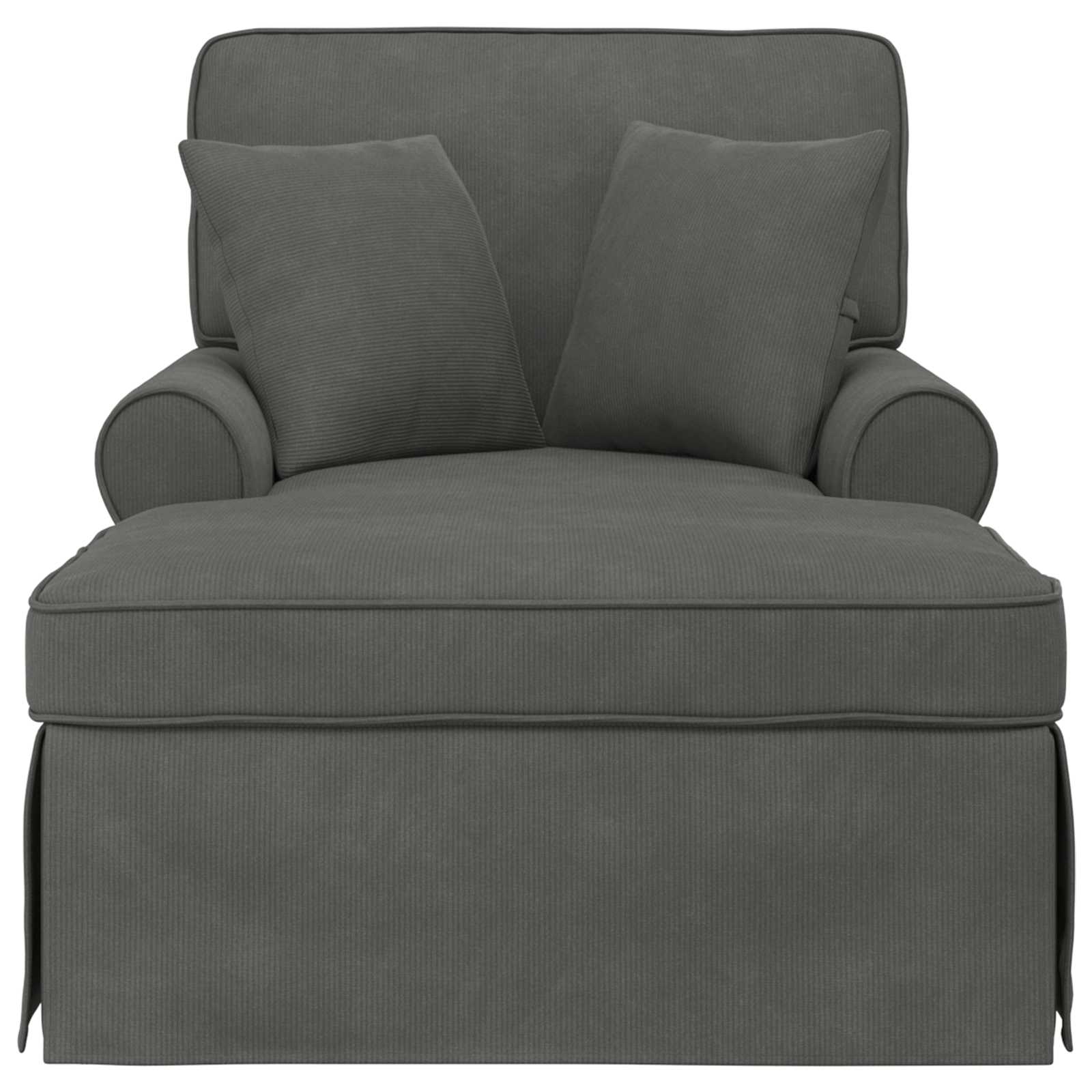 Chaise Lounge with Skirt 3 pcs Dark Grey Corduroy Fabric