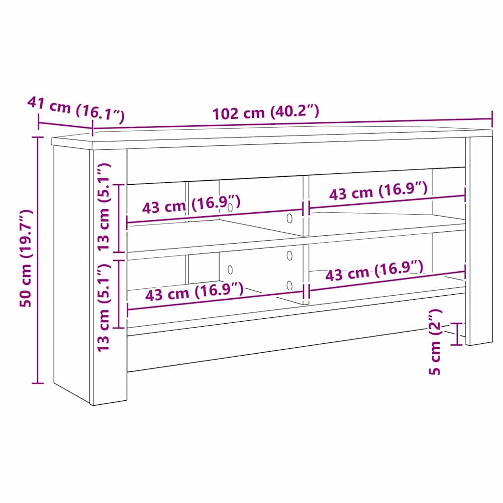 CornerTVCabinet 102 x 40,5 x 45 cm Sonoma Oak Engineered Wood
