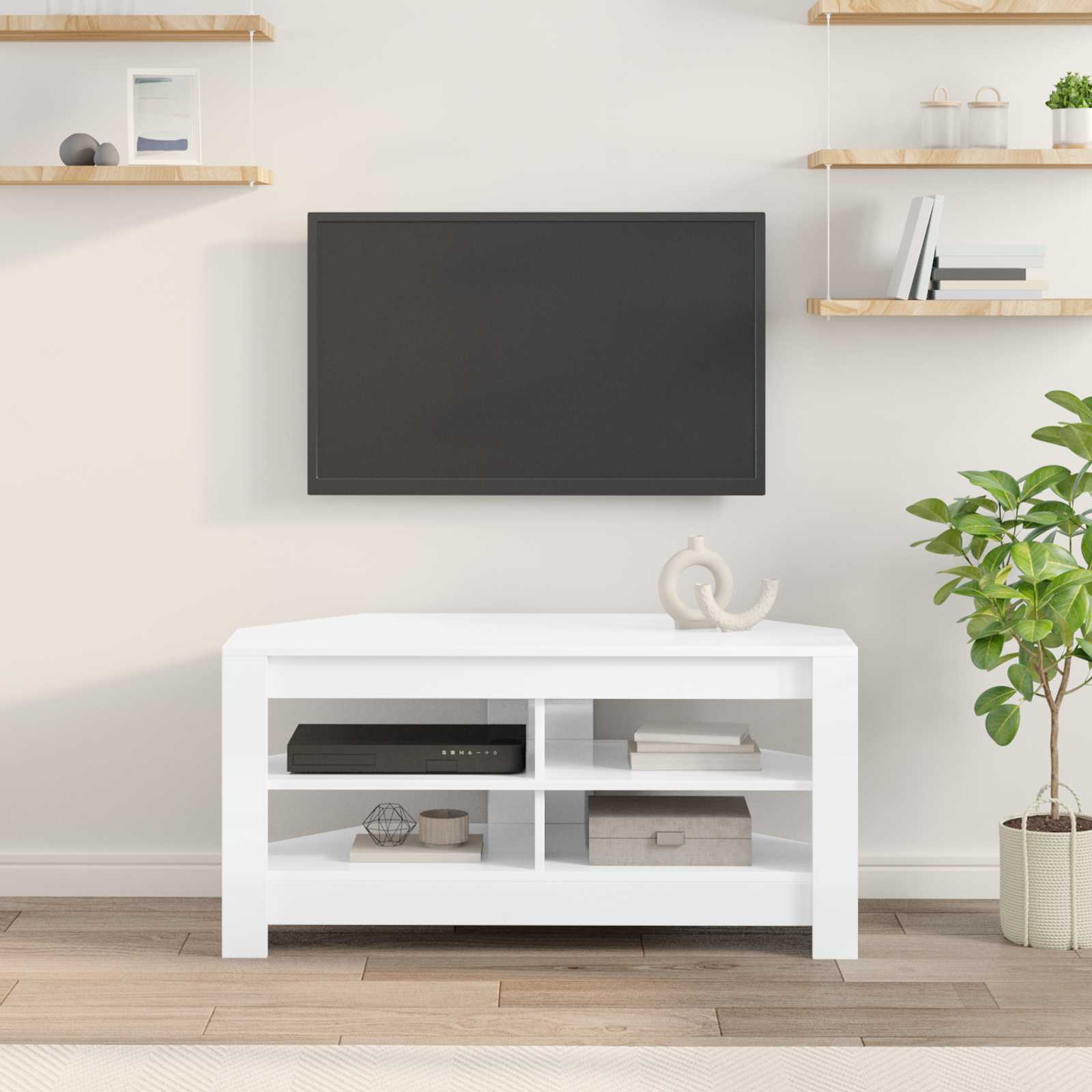 CornerTVCabinet 102 x 41 x 50 cm High gloss White