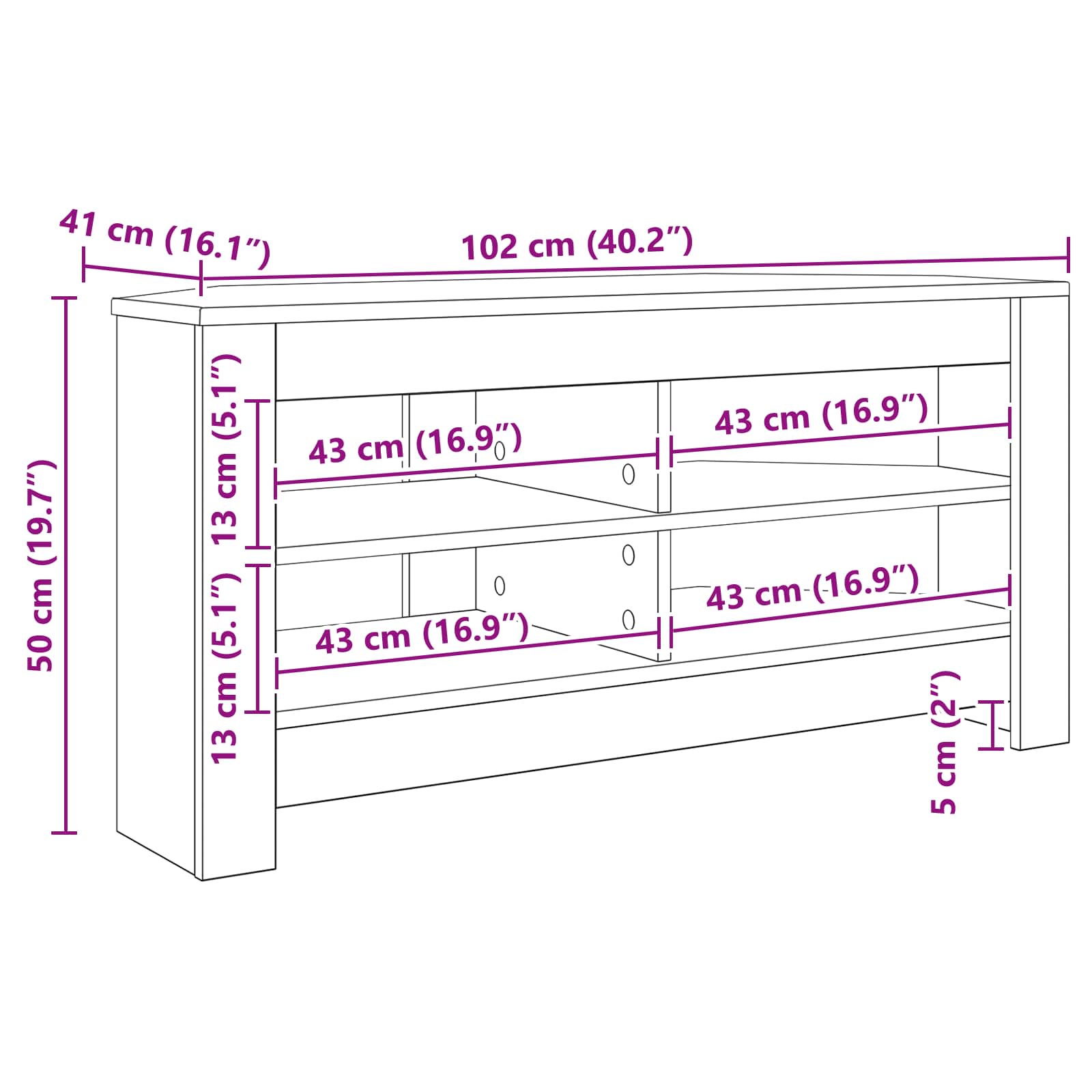 CornerTVCabinet 102 x 41 x 50 cm High gloss White