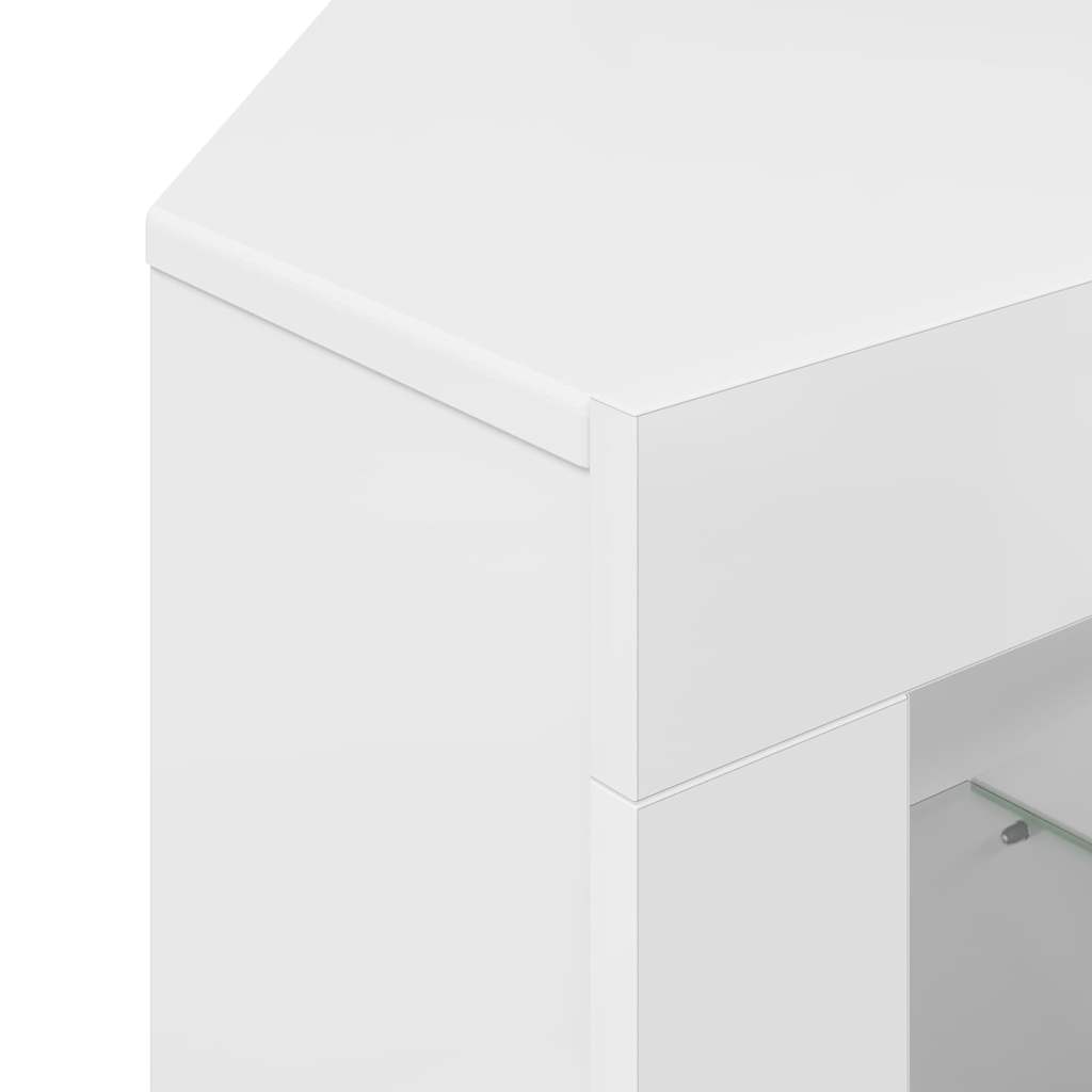 Corner LED TV Cabinet Wall-mounted High gloss White 100x40x68cm