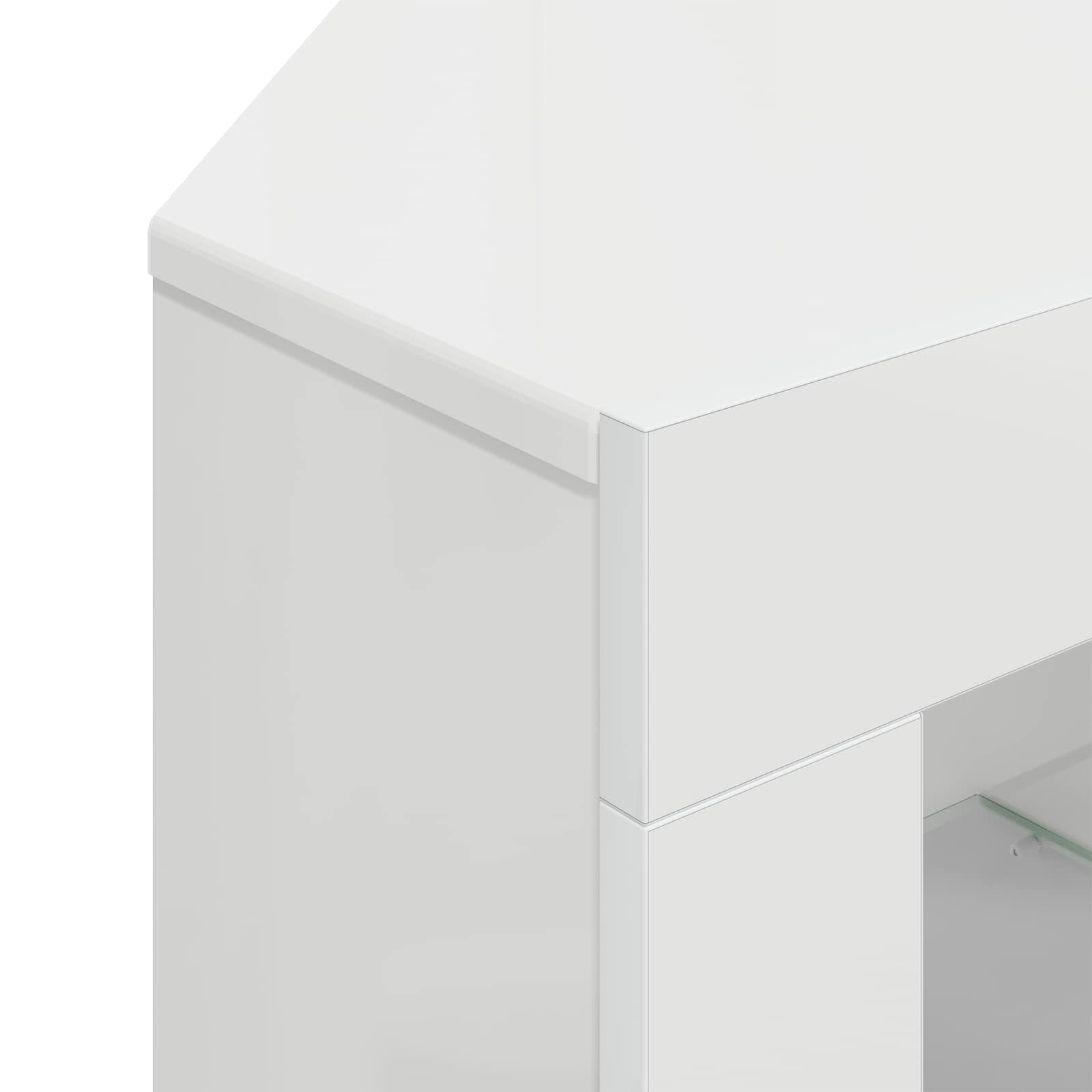 Corner LED TV Cabinet Wall-mounted High gloss White 100x40x68cm