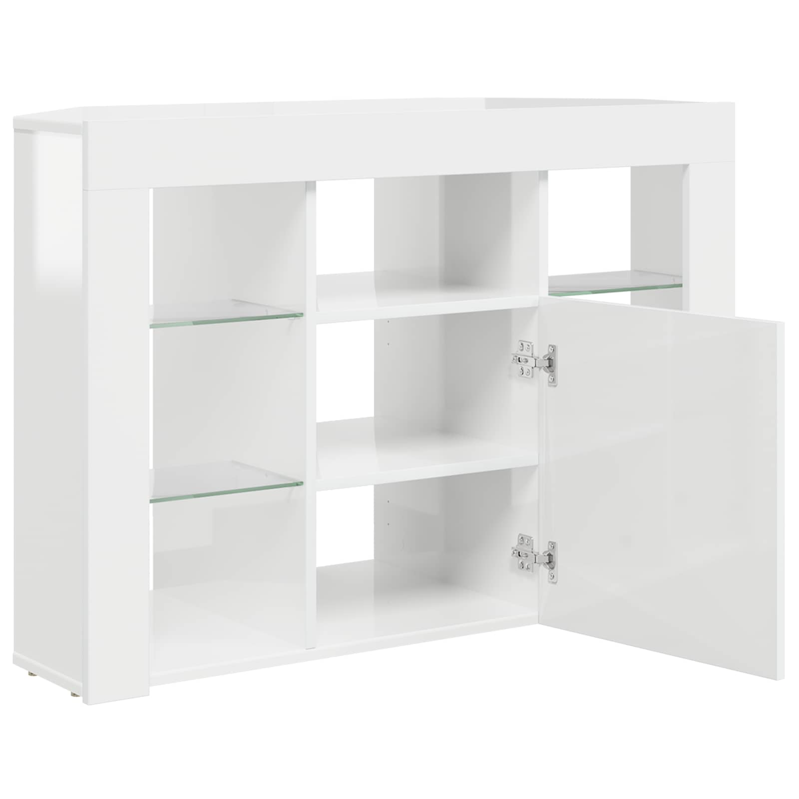 Corner LED TV Cabinet Wall-mounted High gloss White 100x40x68cm