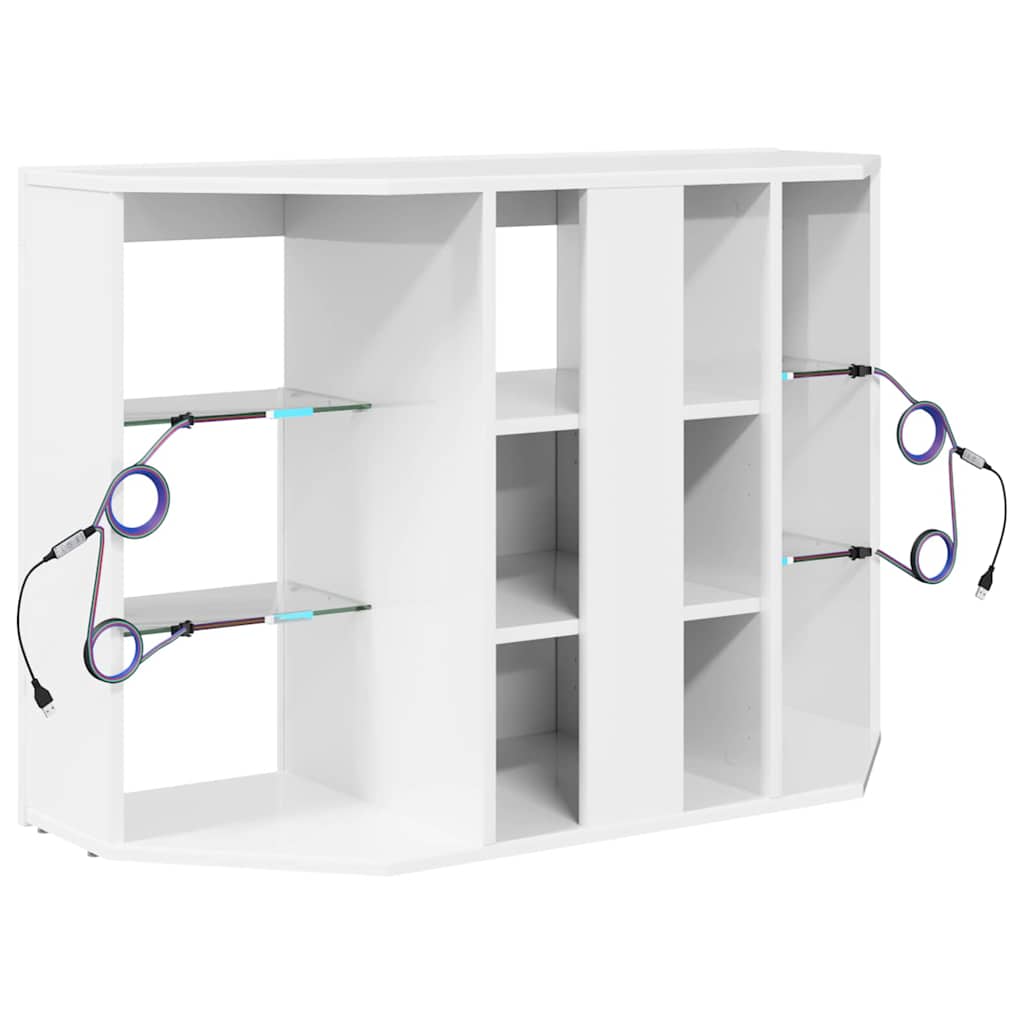 Corner LED TV Cabinet Wall-mounted High gloss White 100x40x68cm