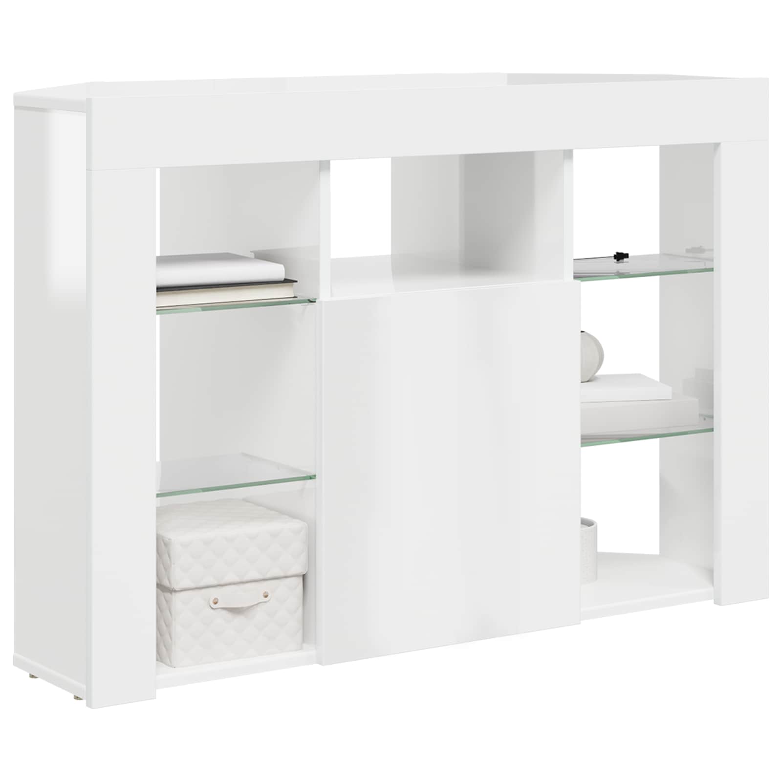 Corner LED TV Cabinet 100x40x68cm High gloss White