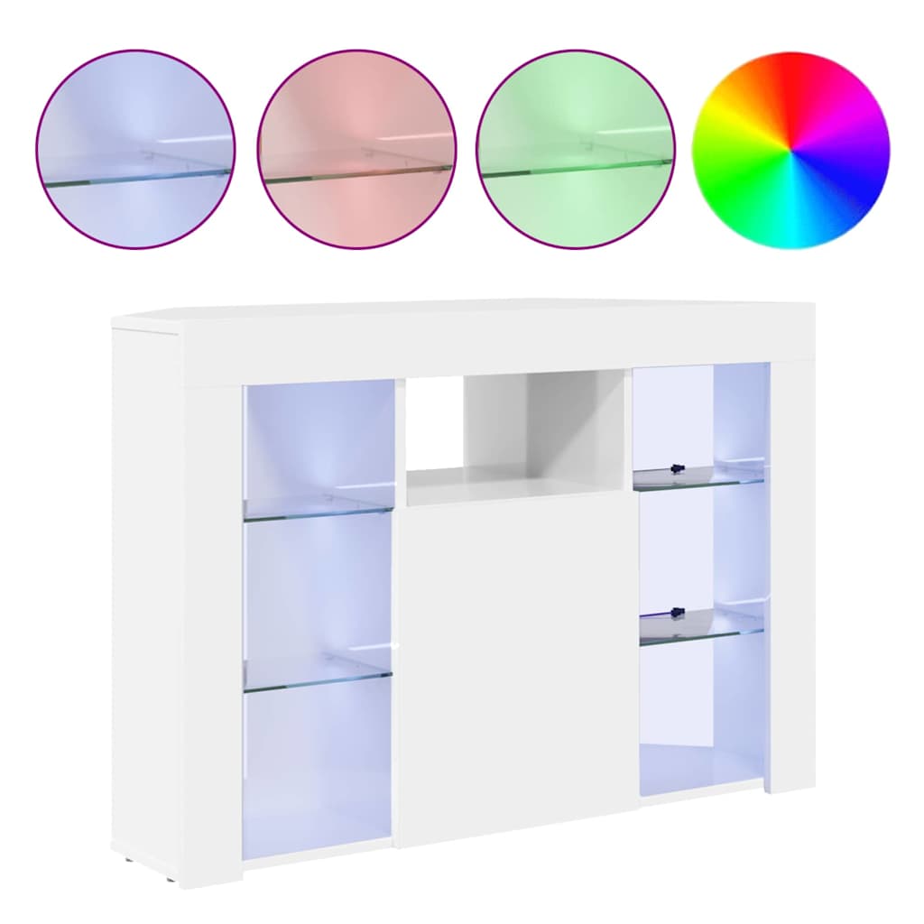 Corner LED TV Cabinet Wall-mounted High gloss White 100x40x68cm