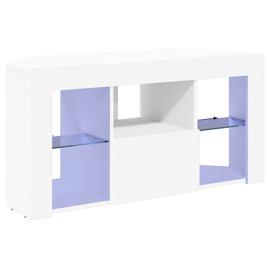 Corner LED TV Cabinet White 100 x 40 x 50 cm Engineered Wood