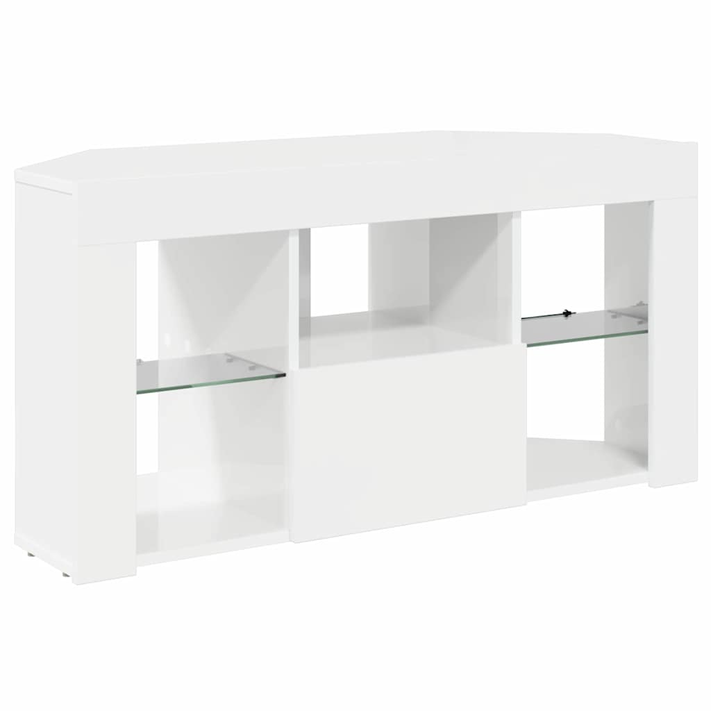 Corner LED TV Cabinet High gloss White 100 x 40 x 50 cm