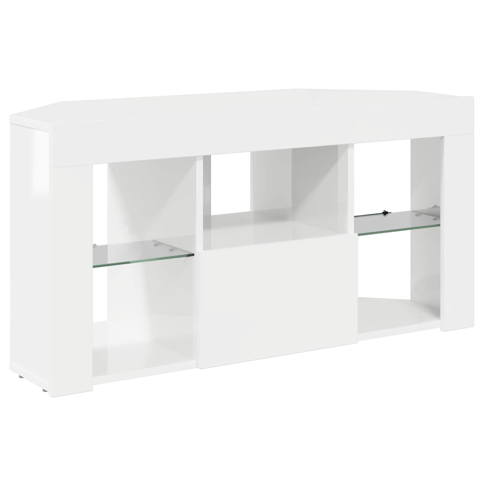 Corner LED TV Cabinet High gloss White 100 x 40 x 50 cm