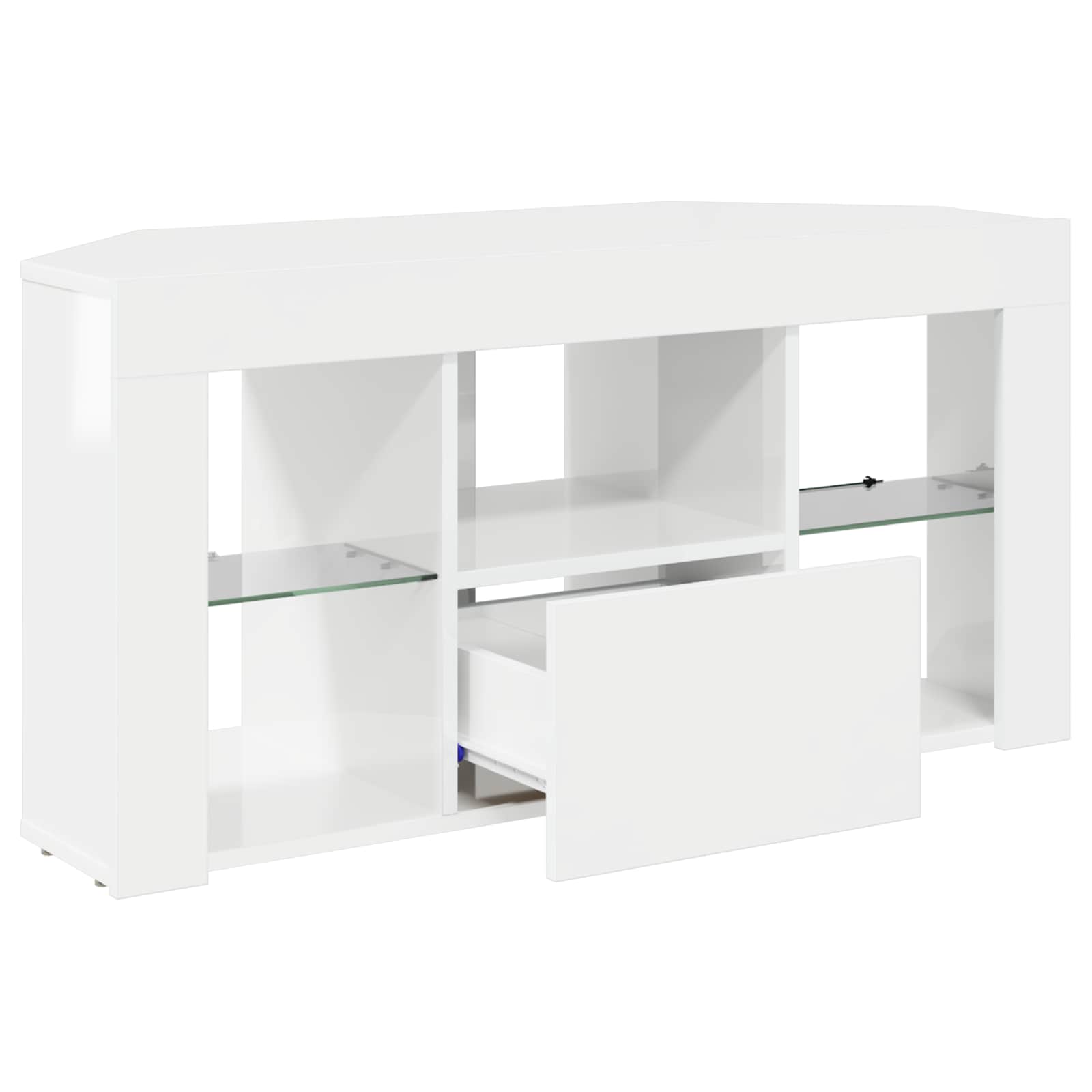 Corner LED TV Cabinet High gloss White 100 x 40 x 50 cm