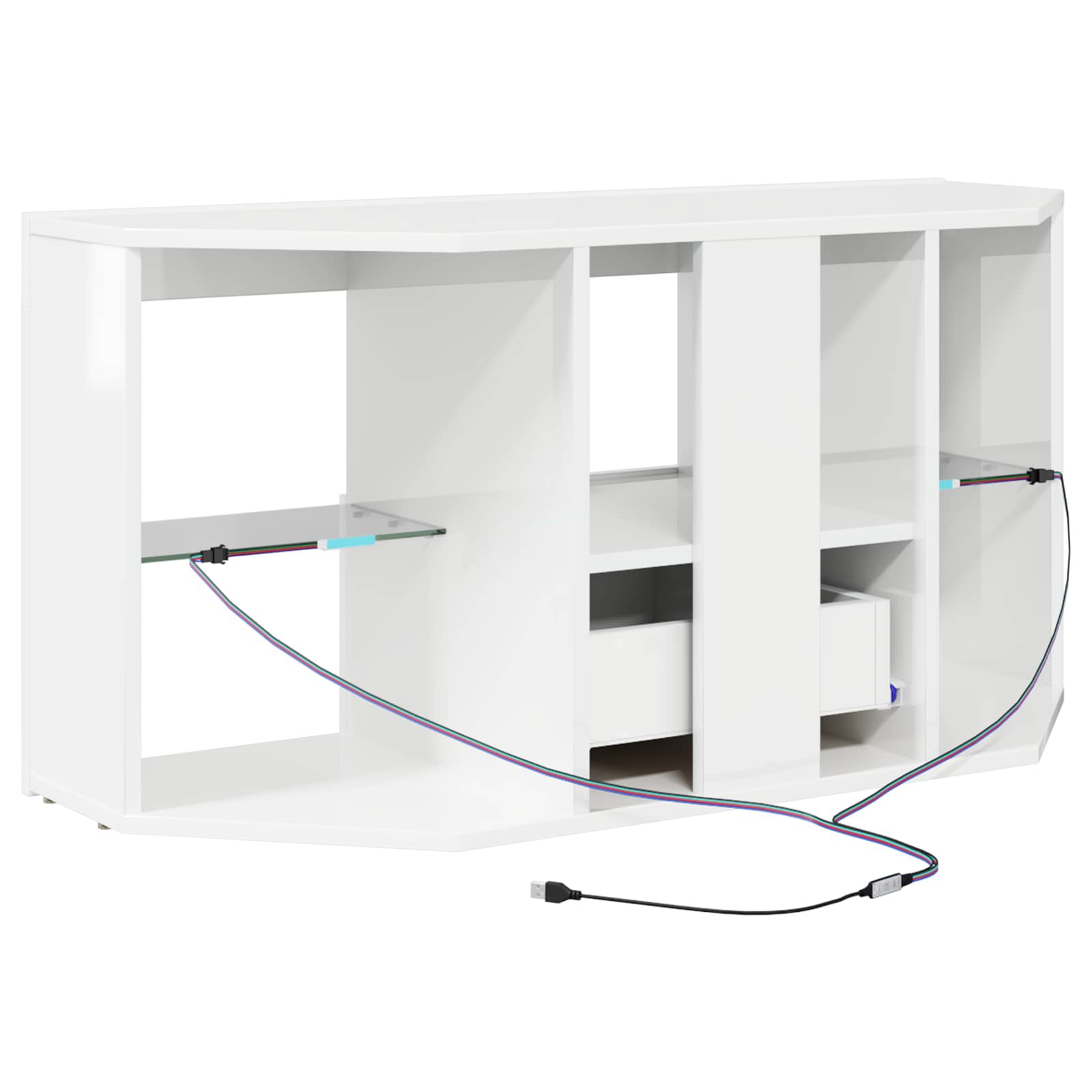 Corner LED TV Cabinet High gloss White 100 x 40 x 50 cm