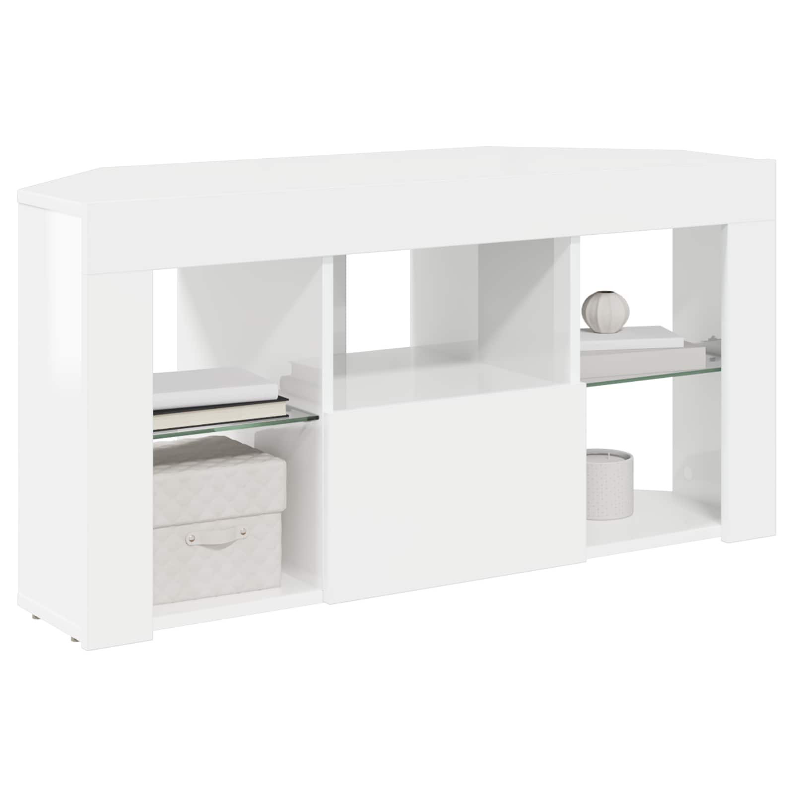 Corner LED TV Cabinet 100 x 40 x 50 cm High gloss White