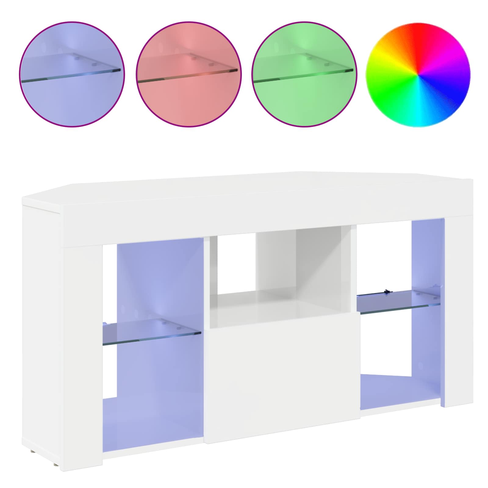 Corner LED TV Cabinet 100 x 40 x 50 cm High gloss White