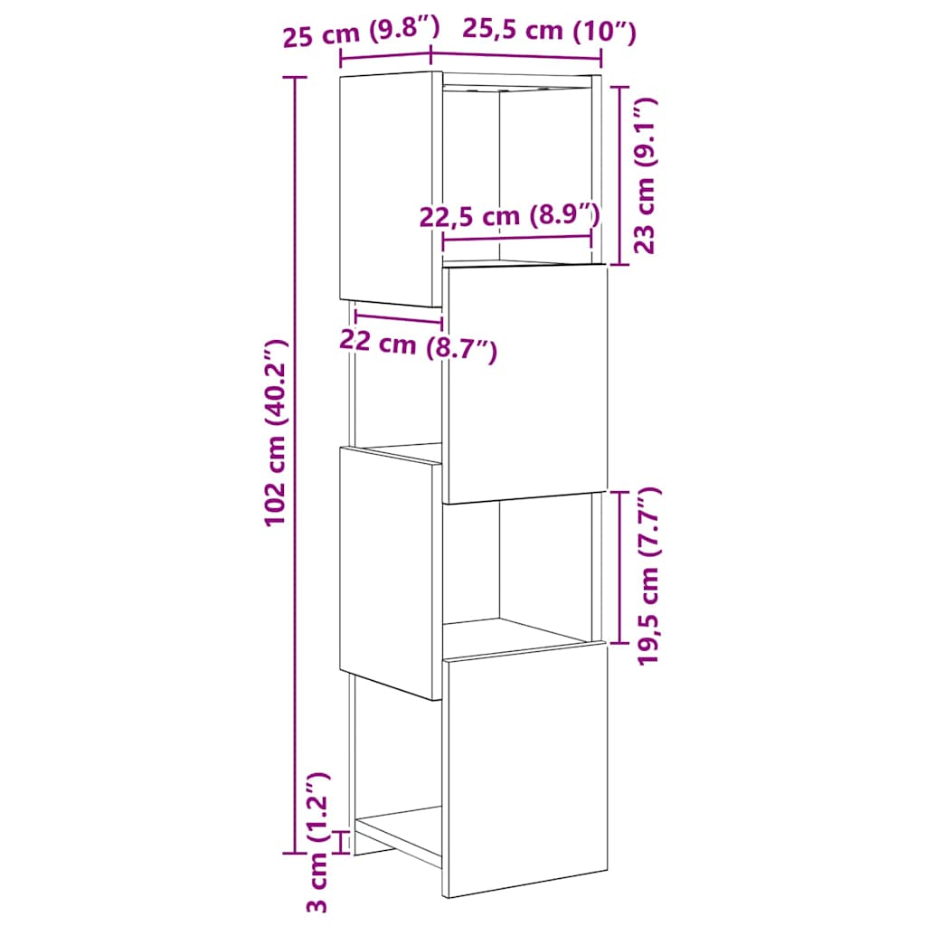 Corner Cabinet 25,5x25x102cm Engineered Wood Artisan Oak