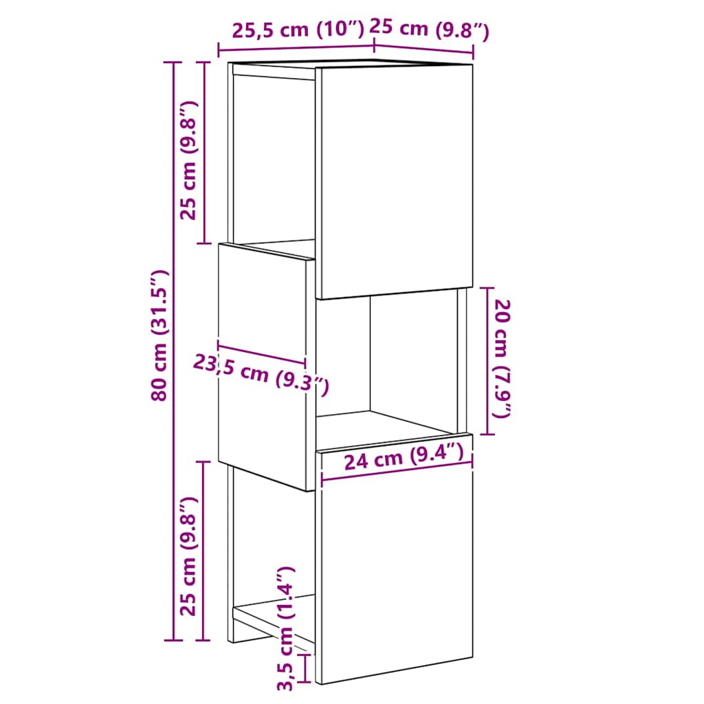 Corner Cabinet 25,5x25x80cm Engineered Wood Artisan Oak