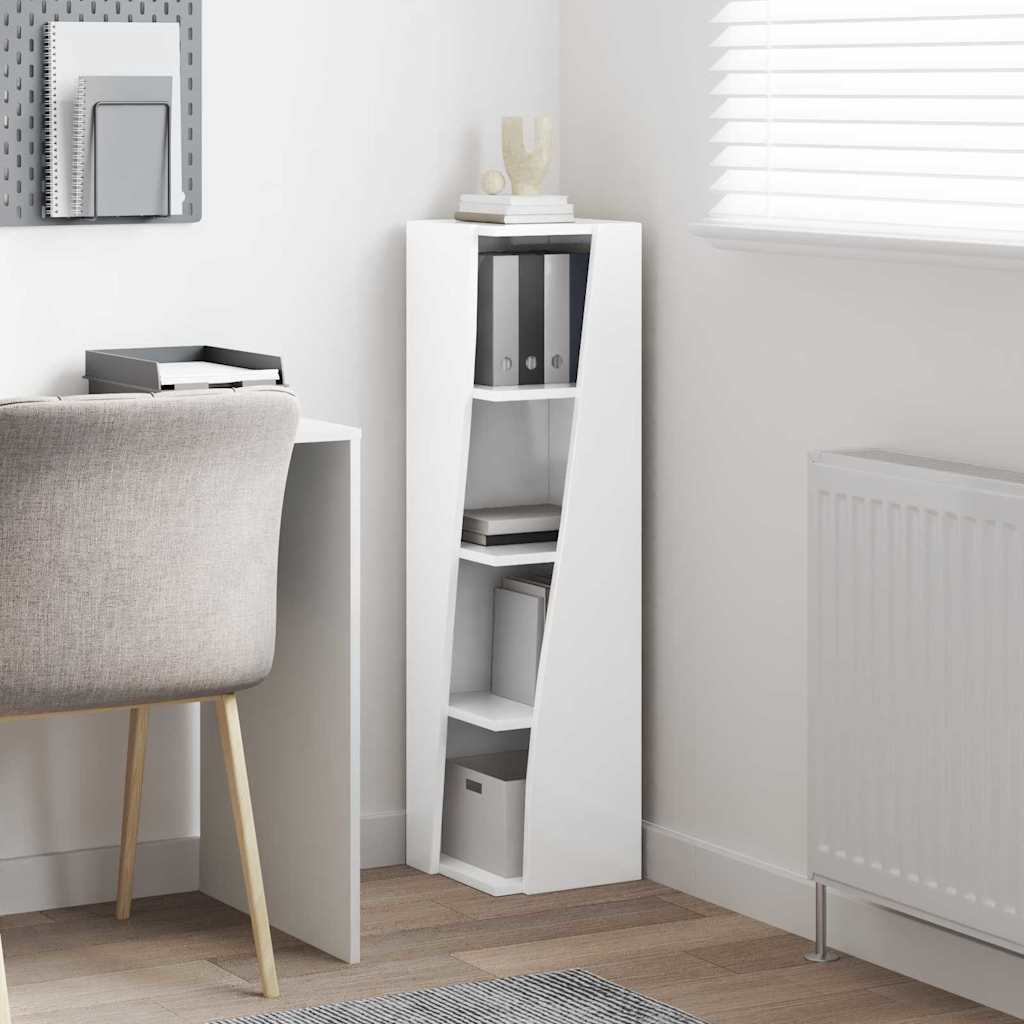 Corner Cabinet High Gloss White 27,5x27x102cm Engineered Wood