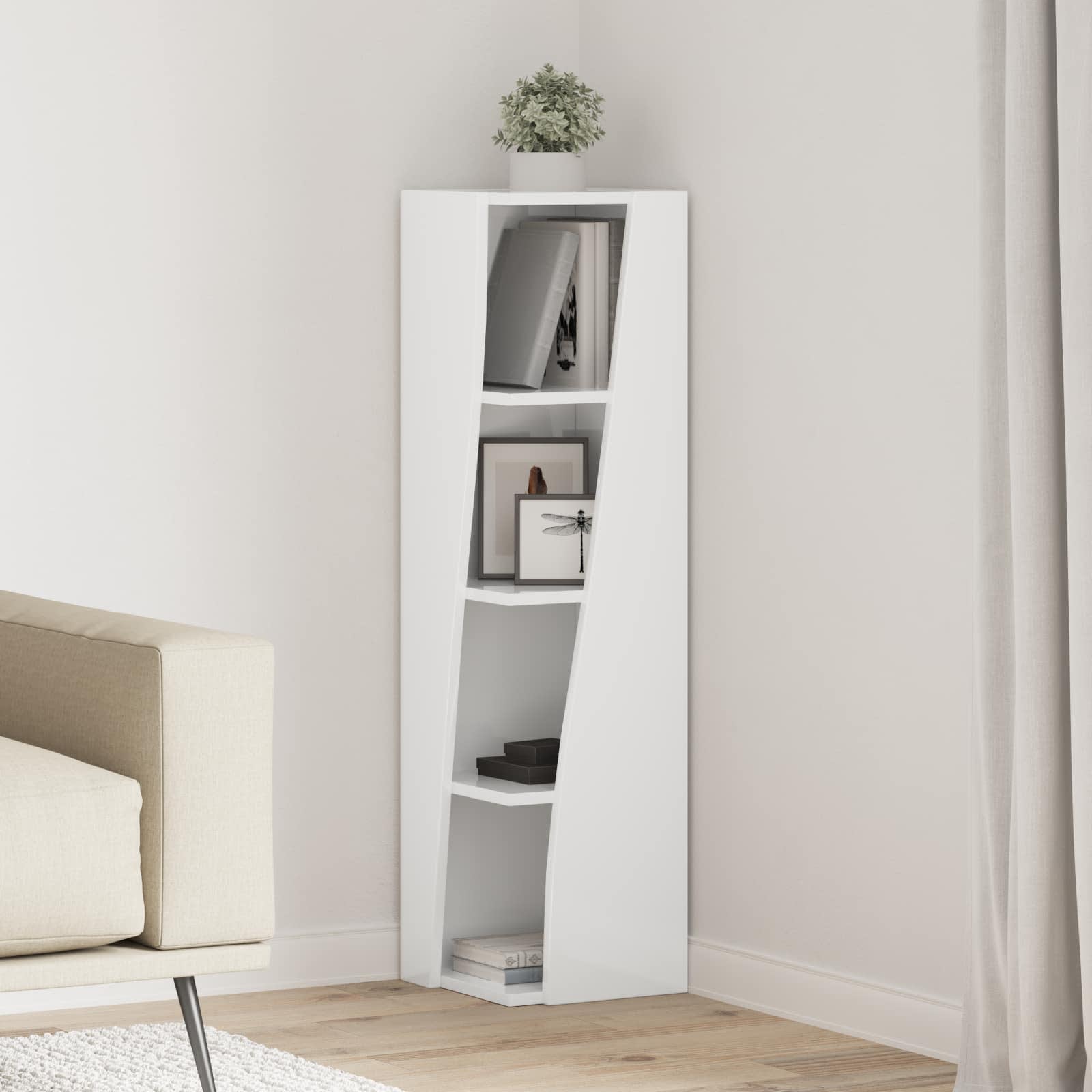 Corner Cabinet 27,5x27x102cm Engineered Wood High Gloss White