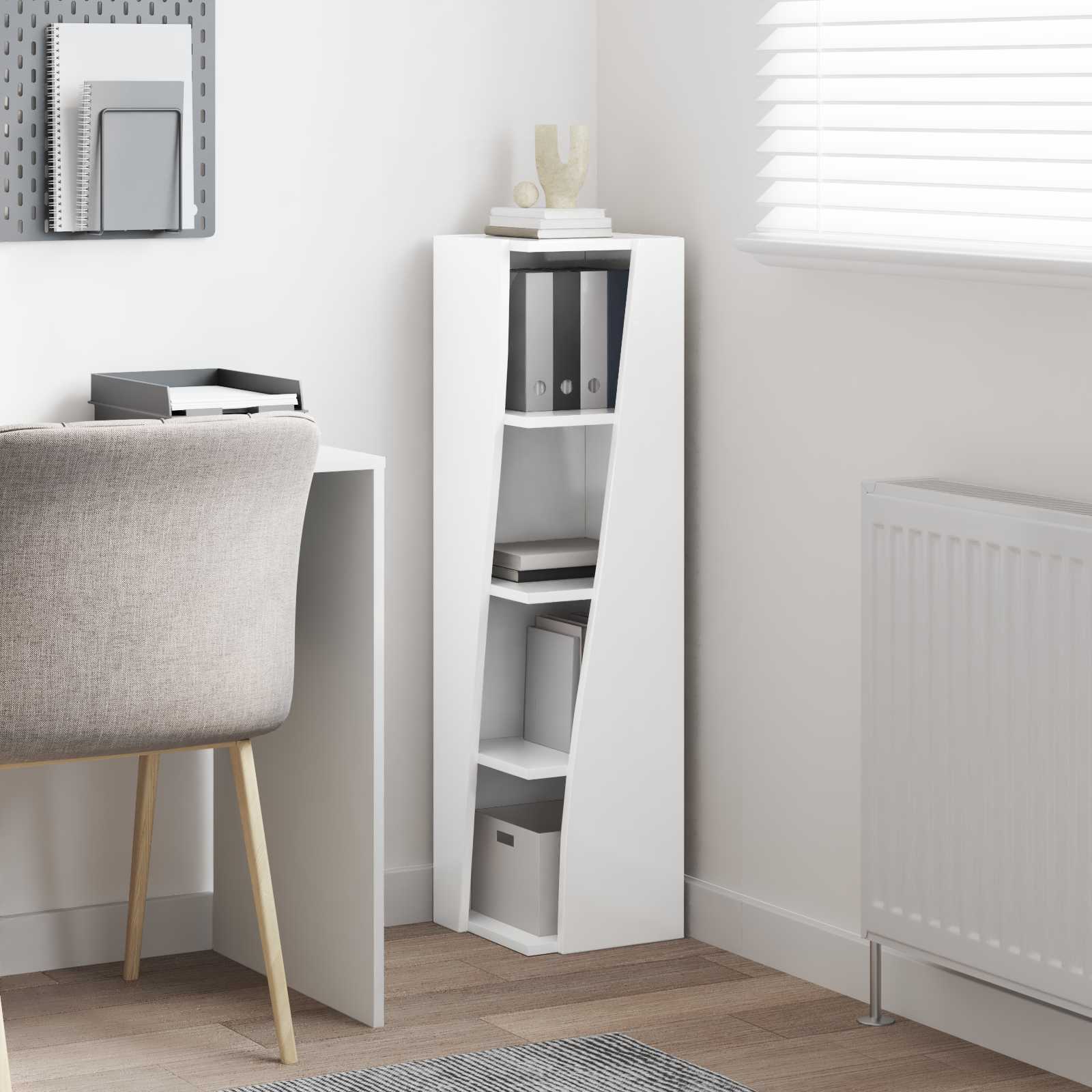 Corner Cabinet 27,5x27x102cm Engineered Wood High Gloss White