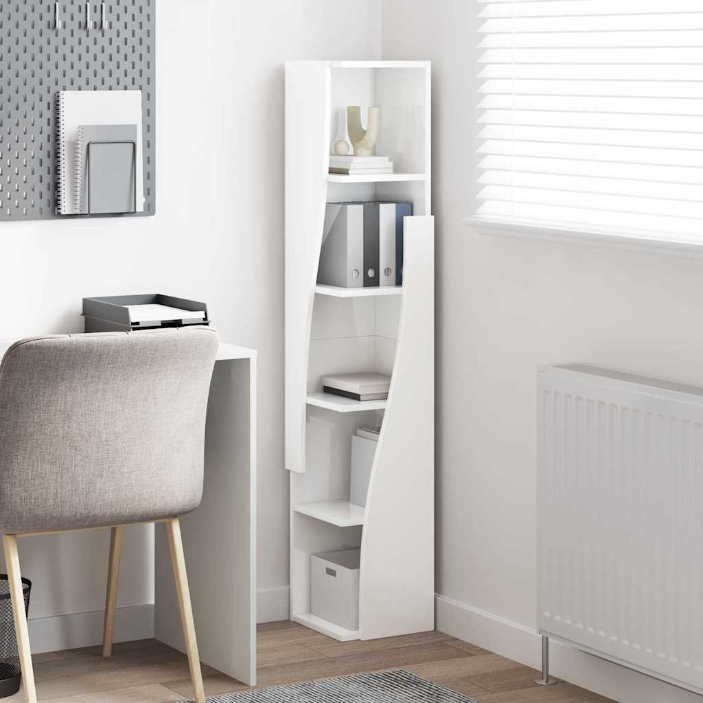 Corner Cabinet High Gloss White 27,5x27x140cm Engineered Wood