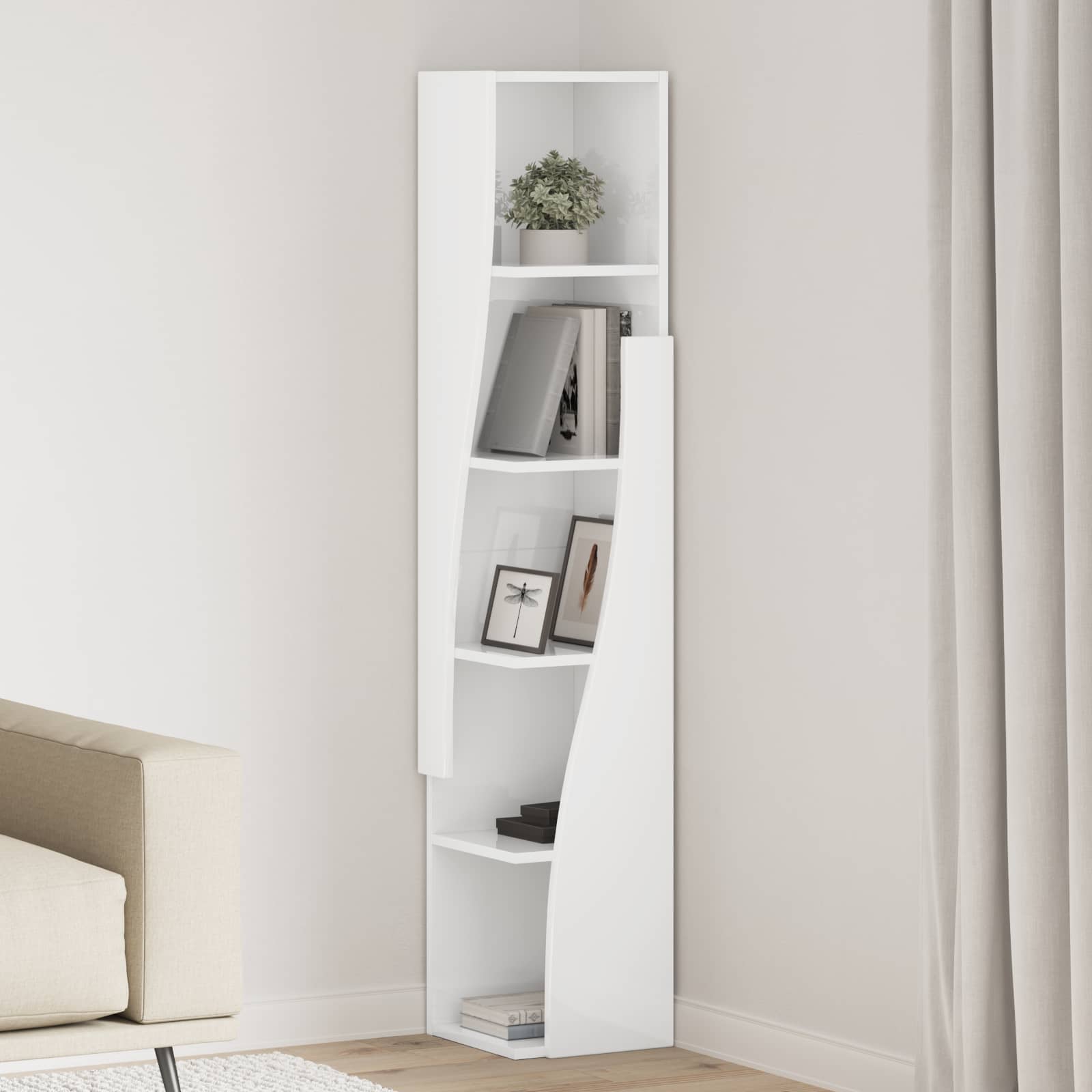 Corner Cabinet 27,5x27x140cm Engineered Wood High Gloss White