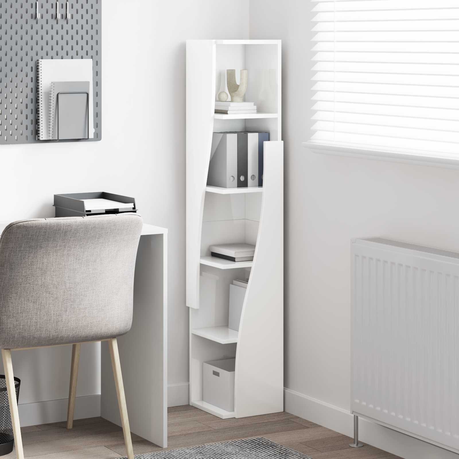 Corner Cabinet 27,5x27x140cm Engineered Wood High Gloss White