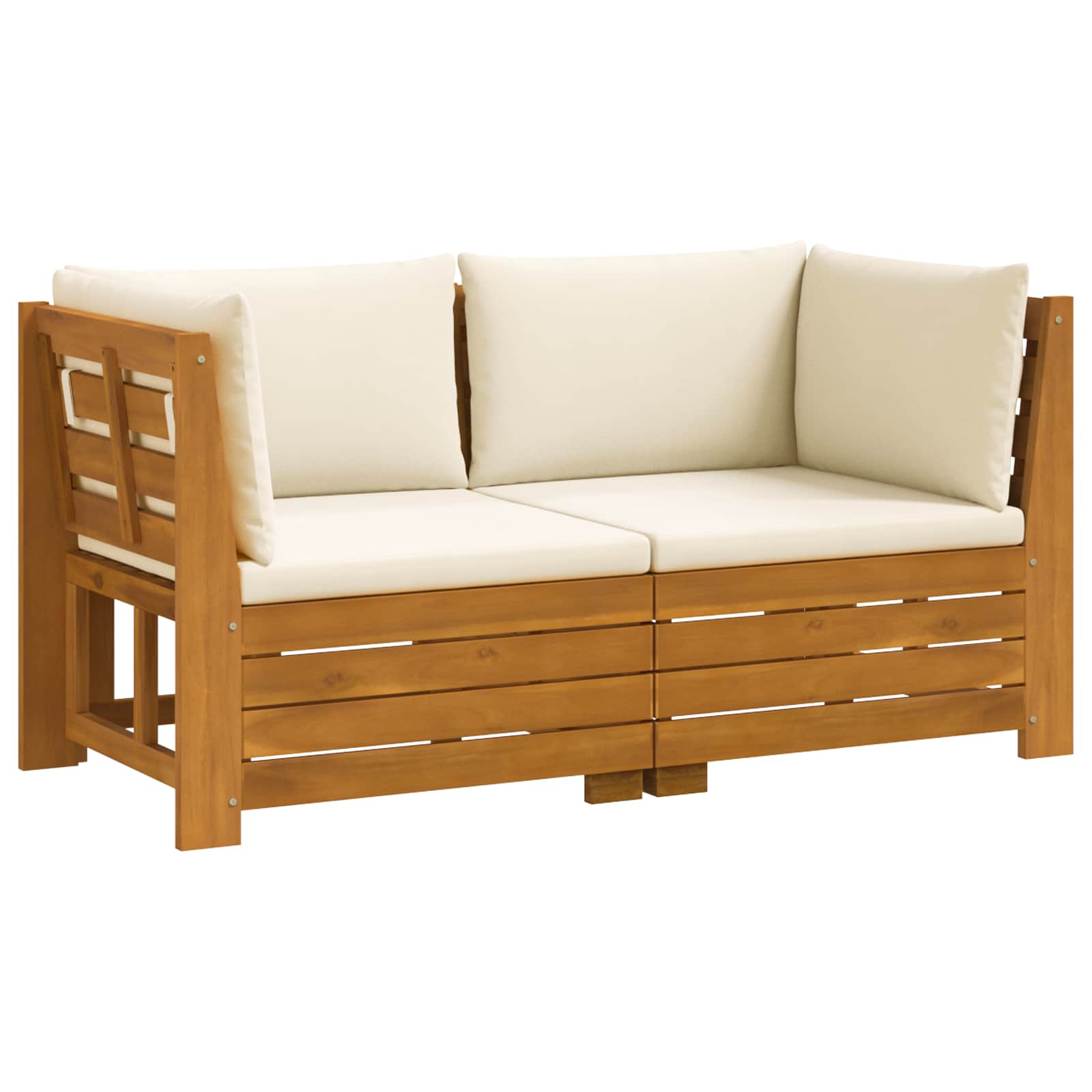 Outdoor Sofa Set with Cushion 2 Piece Brown Solid Acacia Wood